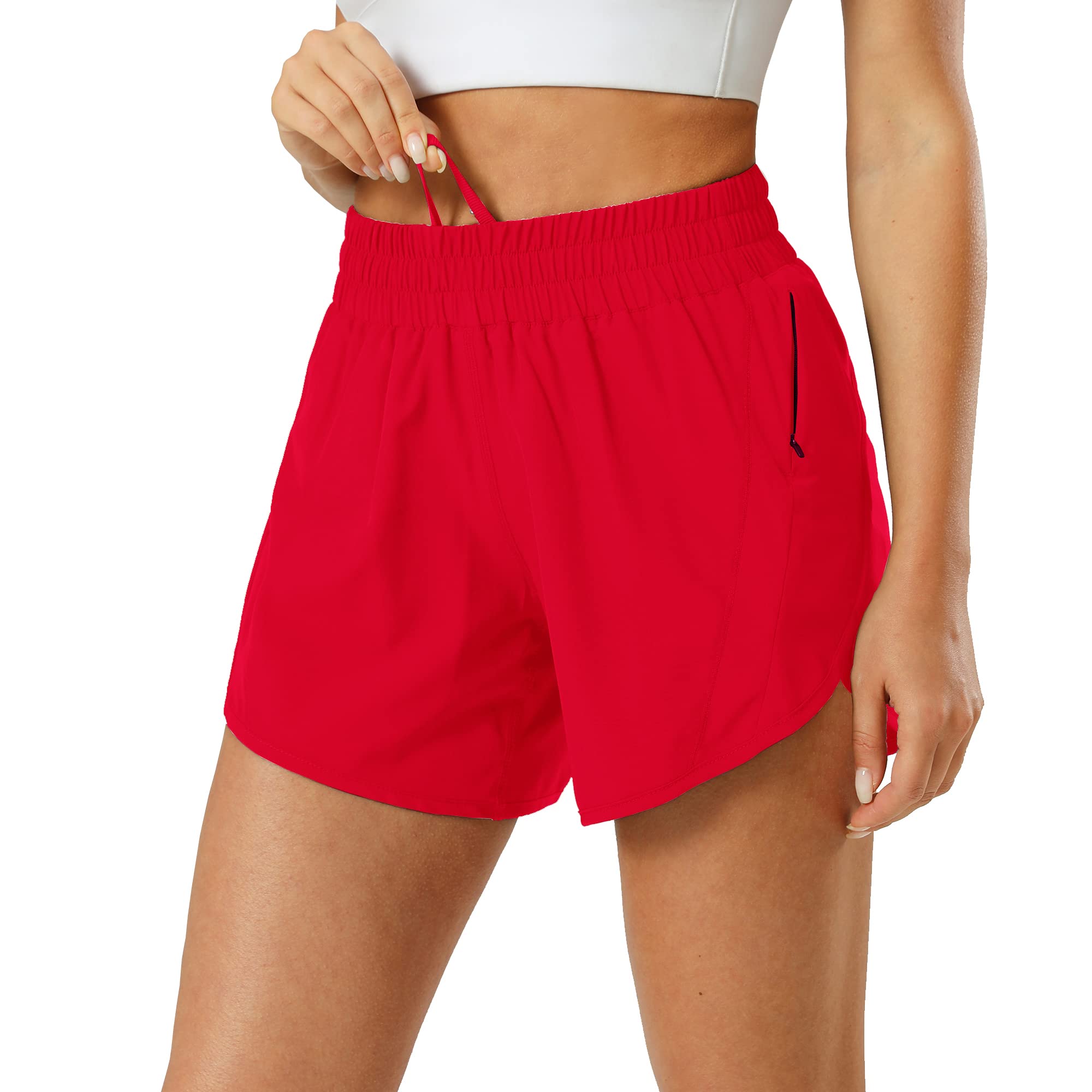 Aurefin Women's Quick Dry Athletic Shorts - Elastic Waist Running Shorts with Zip Pockets for Workout, Sports & Outdoor Activities | Perfect for Gym, Jogging, Yoga and Summer Wear