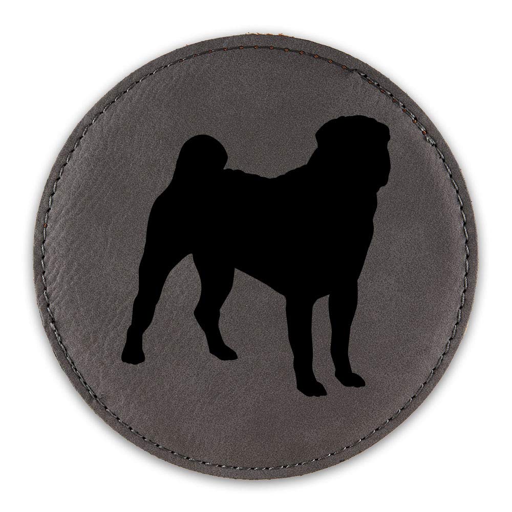 Chinese Shar-Pei Dog Leatherette Drink Coasters - Set of 6 Round Pet-Themed Coasters for Home & Office, Grey - Perfect for Coffee Tables, Bars, and Pet Lover Gifts