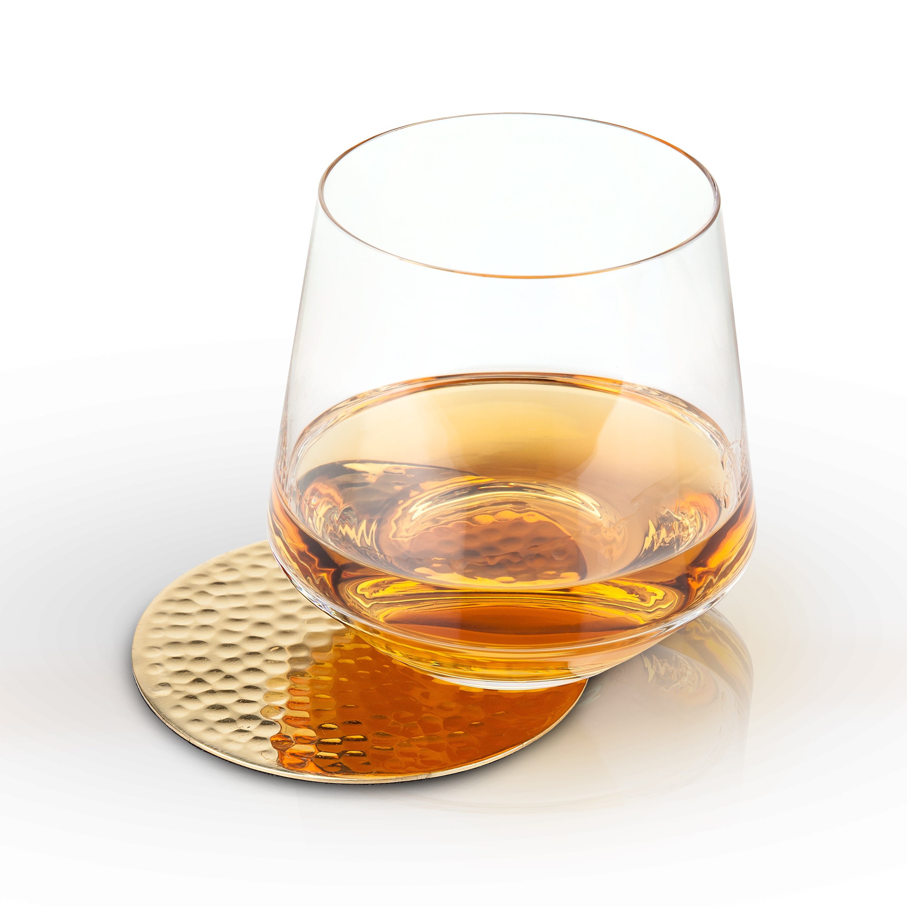 Hammered Brass Coasters Set of 4 - Elegant Drink Coasters for Home Bar, Coffee Table & Dining Table Protection - Perfect for Parties, Weddings & Housewarming Gifts