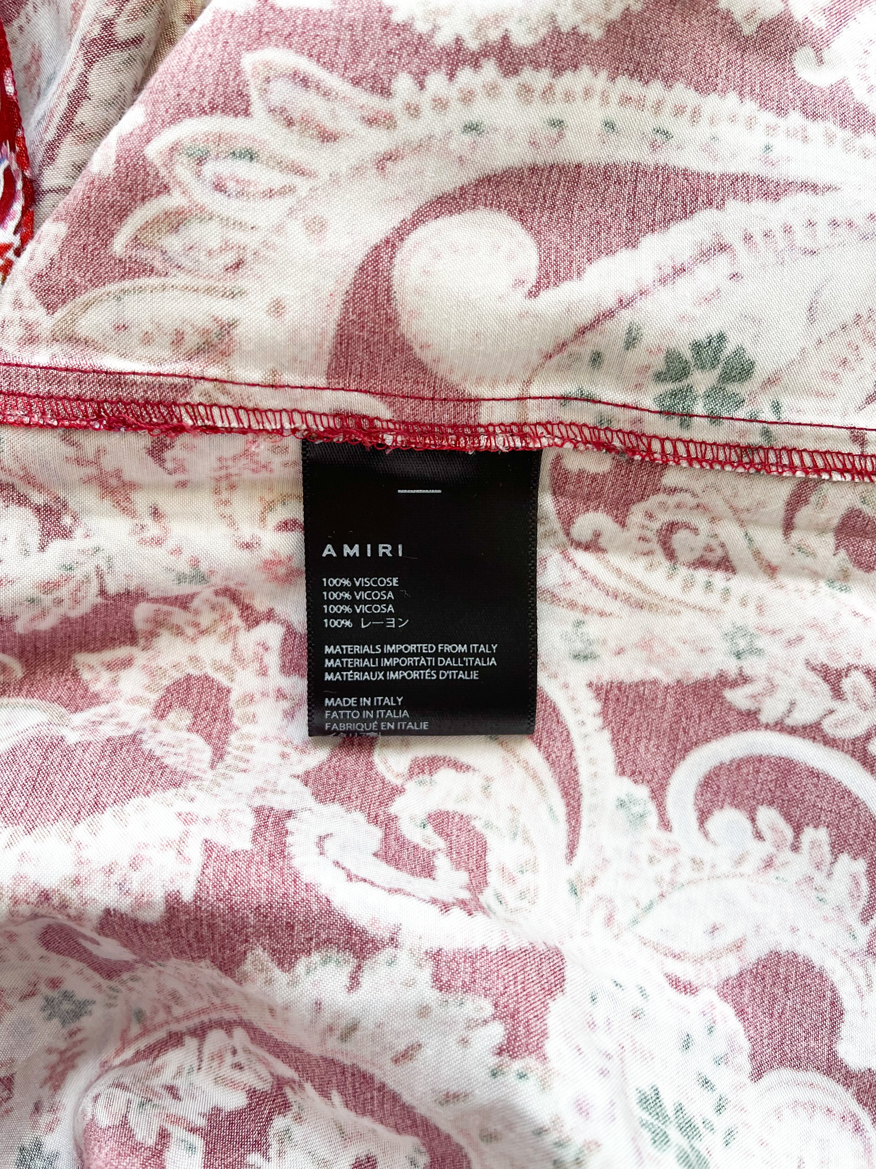 Amiri Red Paisley Pajama Shirt for Men - Luxury Sleepwear & Loungewear - Perfect for Home Relaxation & Stylish Nights