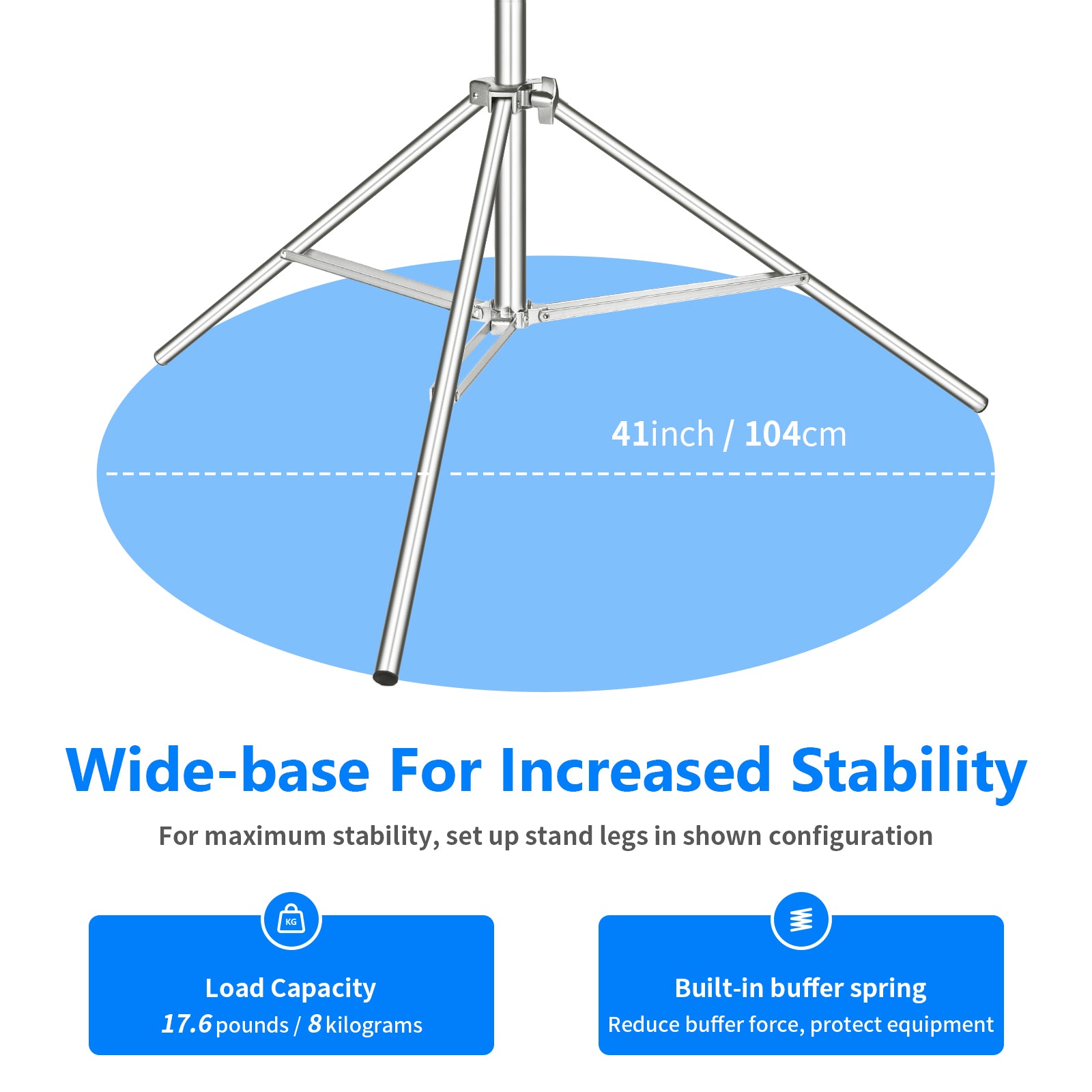 NEEWER ST 300SS 300cm Heavy Duty Stainless Steel Light Stand for Photography, Video Studio, and Outdoor Shooting - Professional Lighting Equipment for Photographers and Videographers