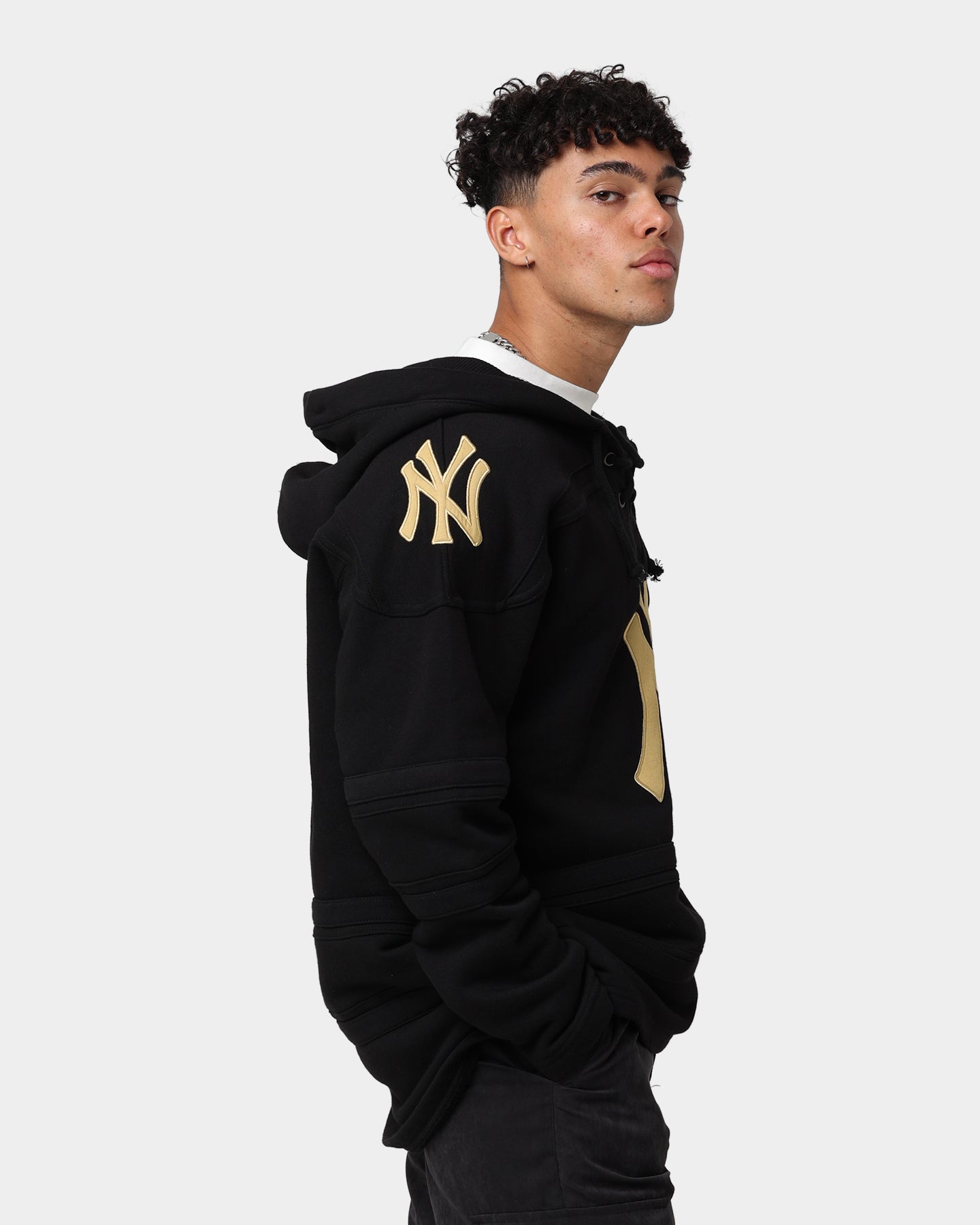 47 Brand New York Yankees Superior Lacer Hoodie - Black & Gold - Men's Baseball Fan Apparel for Game Day & Casual Wear