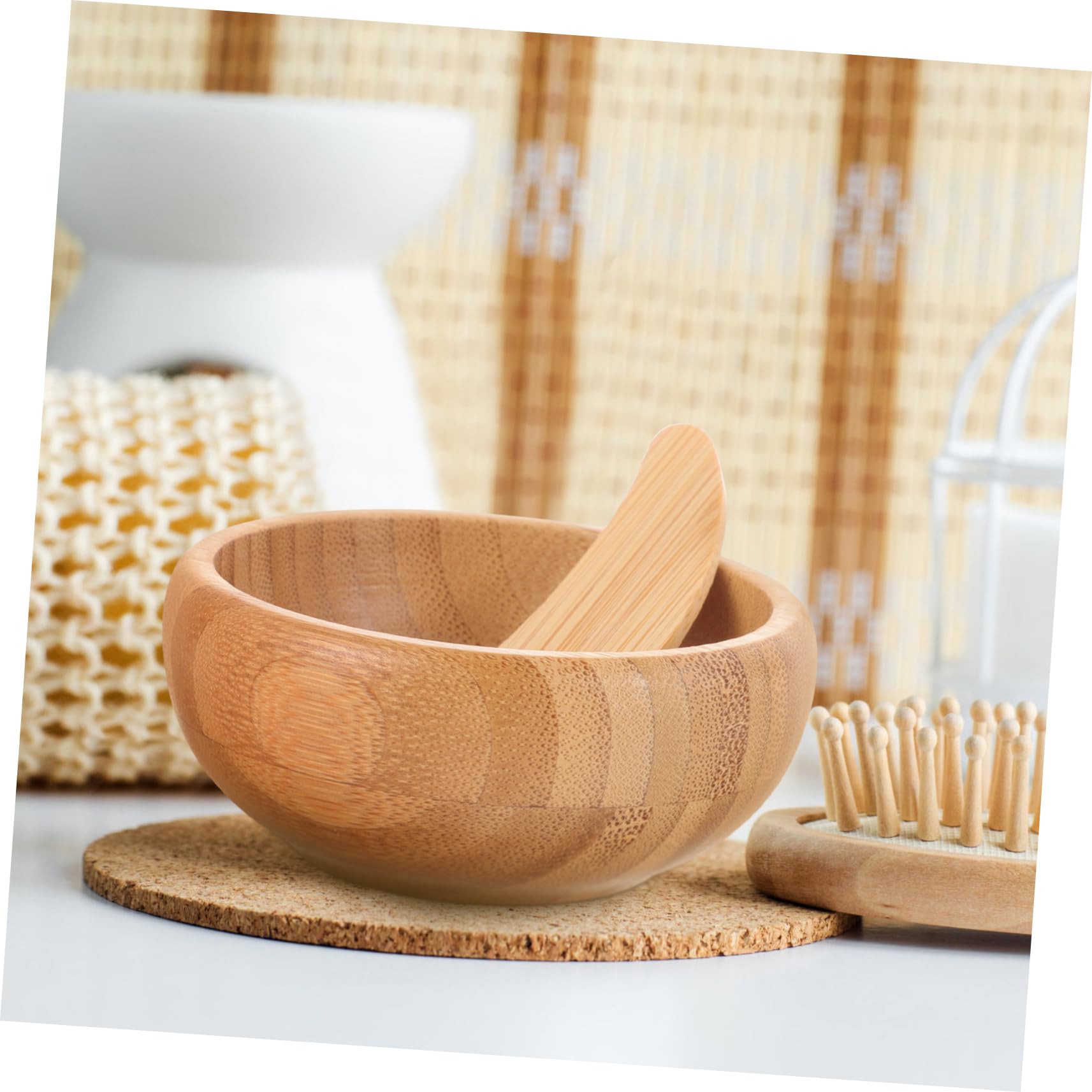 FOMIYES Bamboo Face Mask Mixing Bowl Set - DIY Mask Accessory for Spa, Salon & Home Use - Perfect for Mixing Clay, Mud & Cream Masks