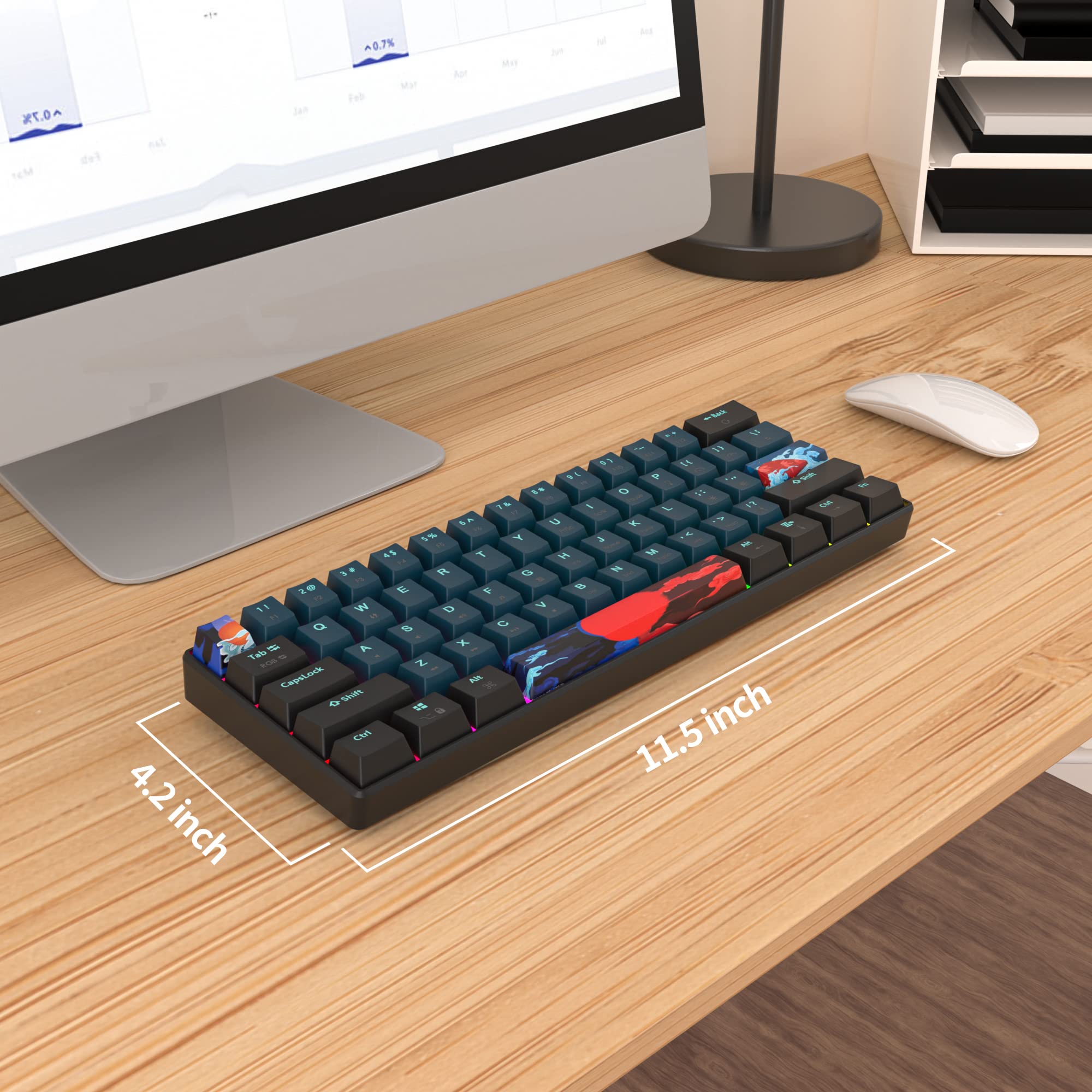 60% RGB Mechanical Gaming Keyboard with Red Switches - Compact Wired Keyboard for Windows, PS4/5, Xbox - Perfect for Competitive Gaming & Esports (61 Keys)