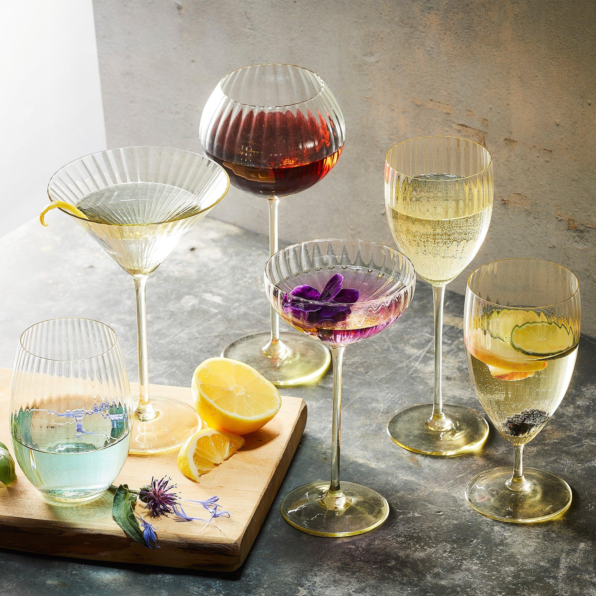 Quinn Citrine Coupe Glasses - Elegant Crystal Champagne Glasses for Wedding, Party & Special Occasions