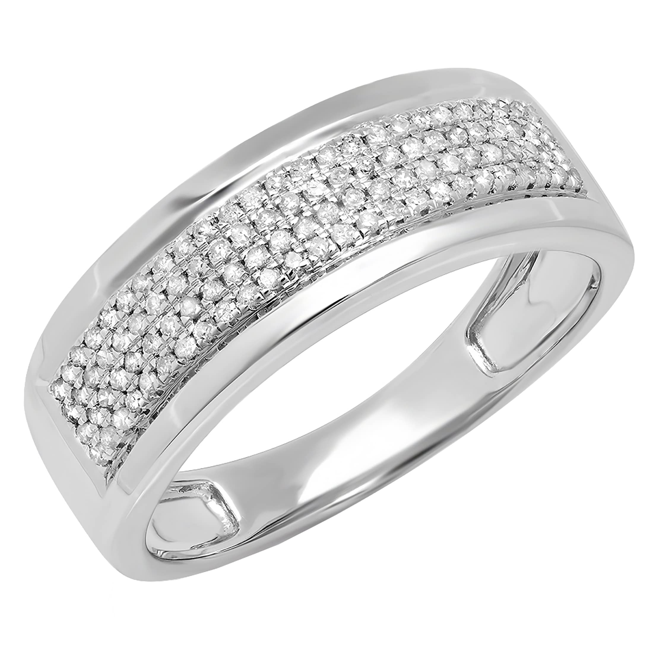 0.40ct Round Lab-Grown Diamond Men's Wedding Ring in Sterling Silver - Dazzlingrock Collection | Elegant & Flashy Band for Engagement, Anniversary & Special Occasions
