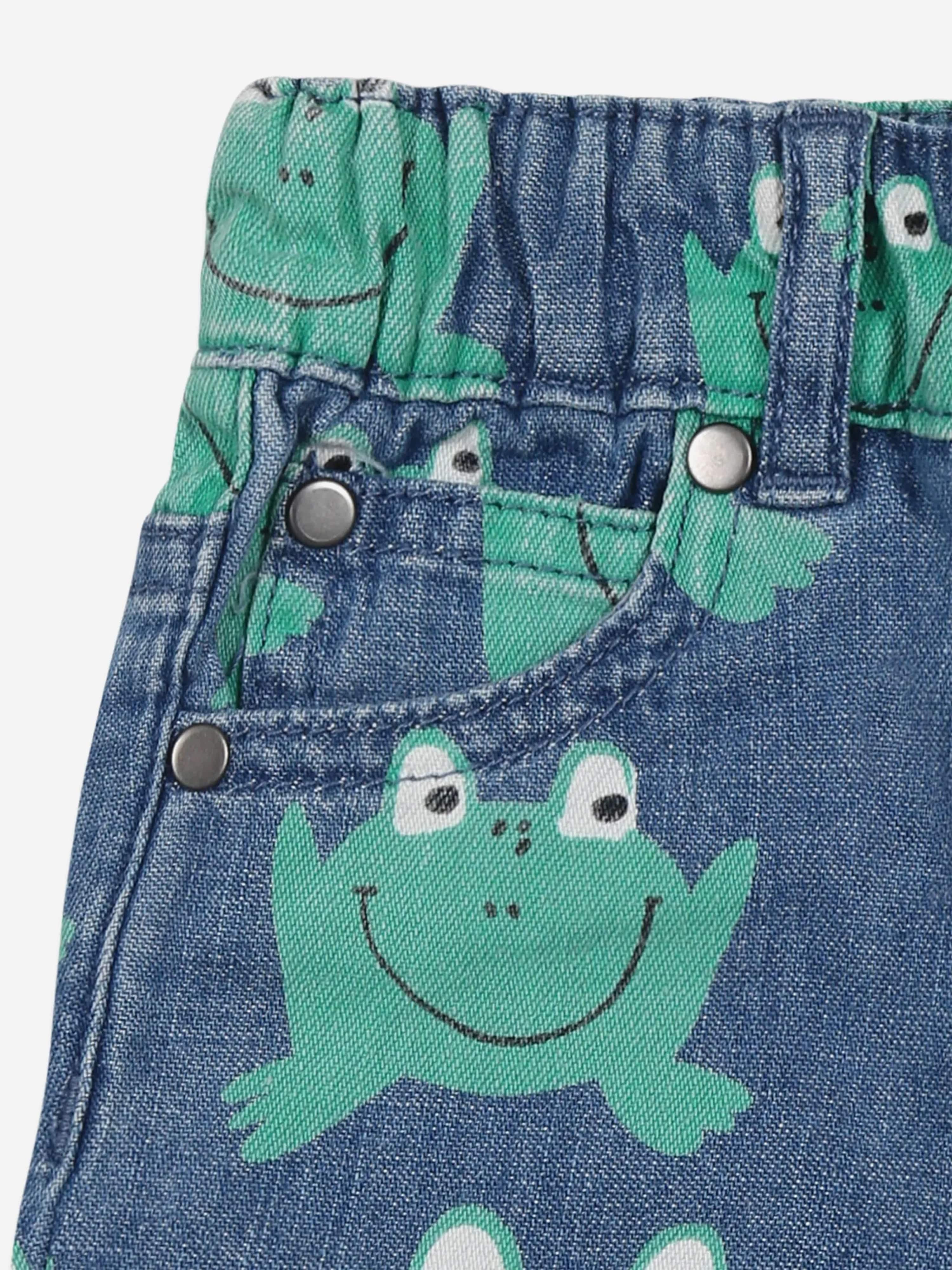 Adorable Baby Boys Denim Frog Shorts in Blue - Cute & Comfortable for Playtime & Summer Outfits