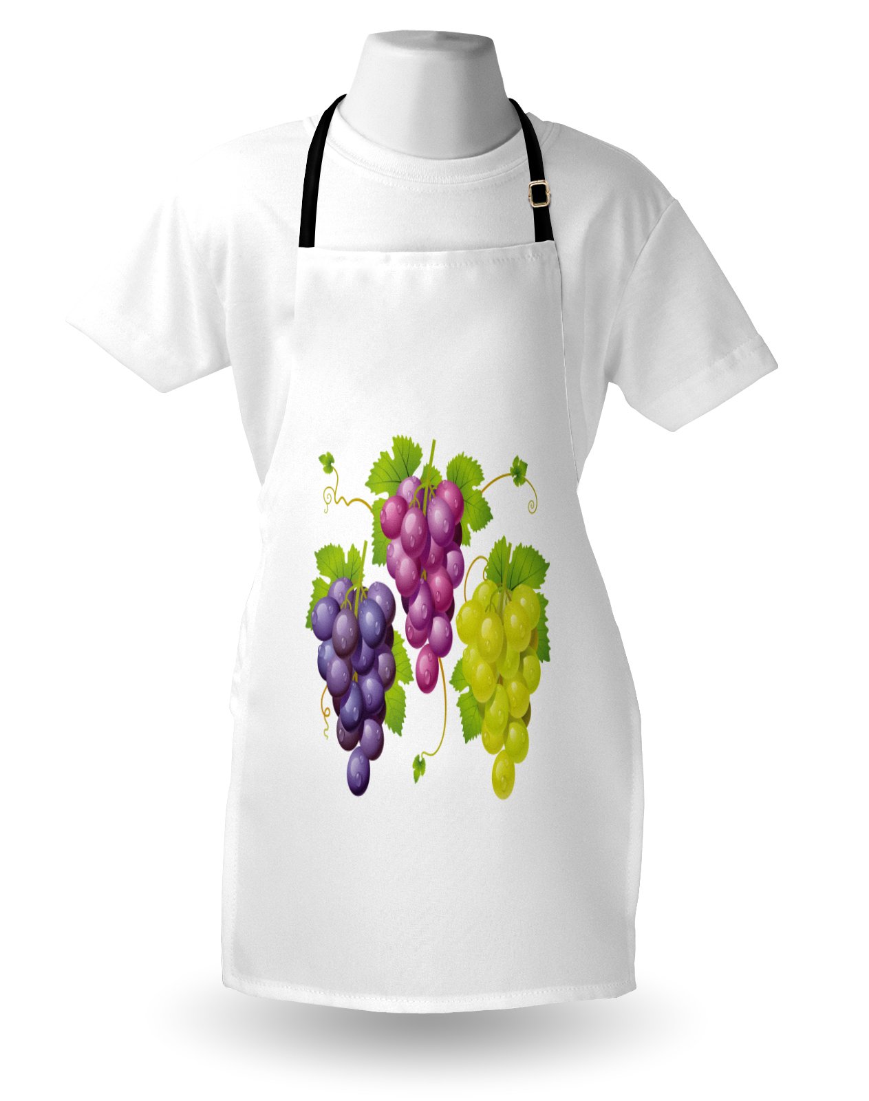 Ambesonne Vineyard Apron - Unisex Adjustable Kitchen Bib with 3 Ivy Clusters Design for Cooking, Baking, Gardening - Burgundy & Purple Green Artwork - Perfect for Winery Visits, Farmhouse Cooking & Outdoor BBQs