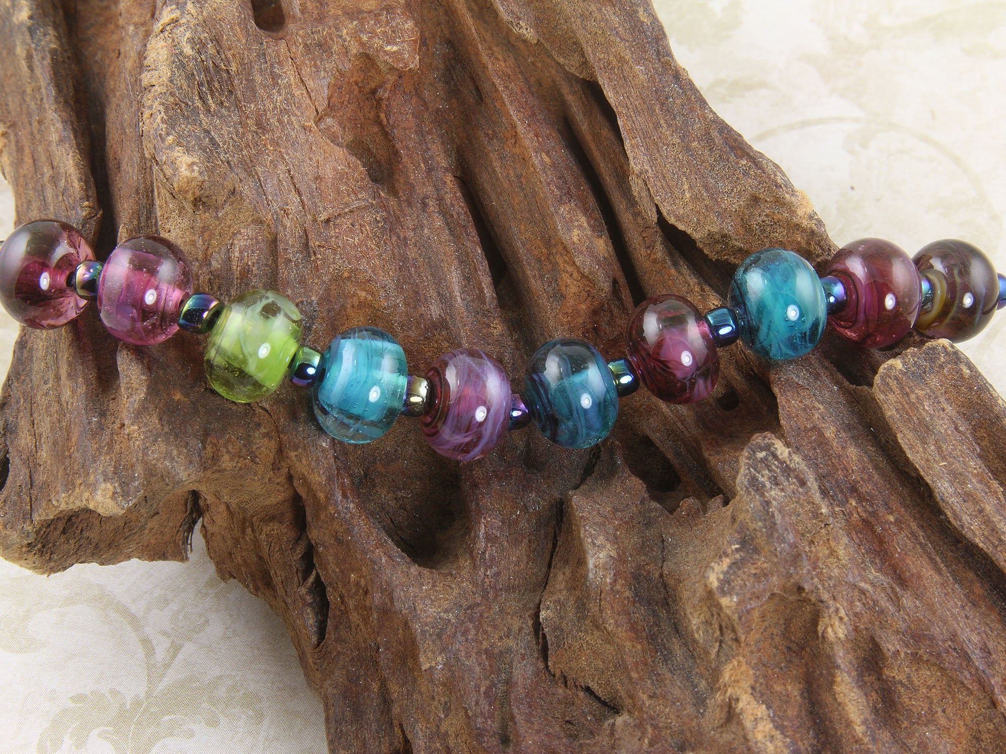 Vibrant Calypso Multicolor Mini Lampwork Glass Beads Set for Jewelry Making - DIY Bracelets, Necklaces, and Craft Projects