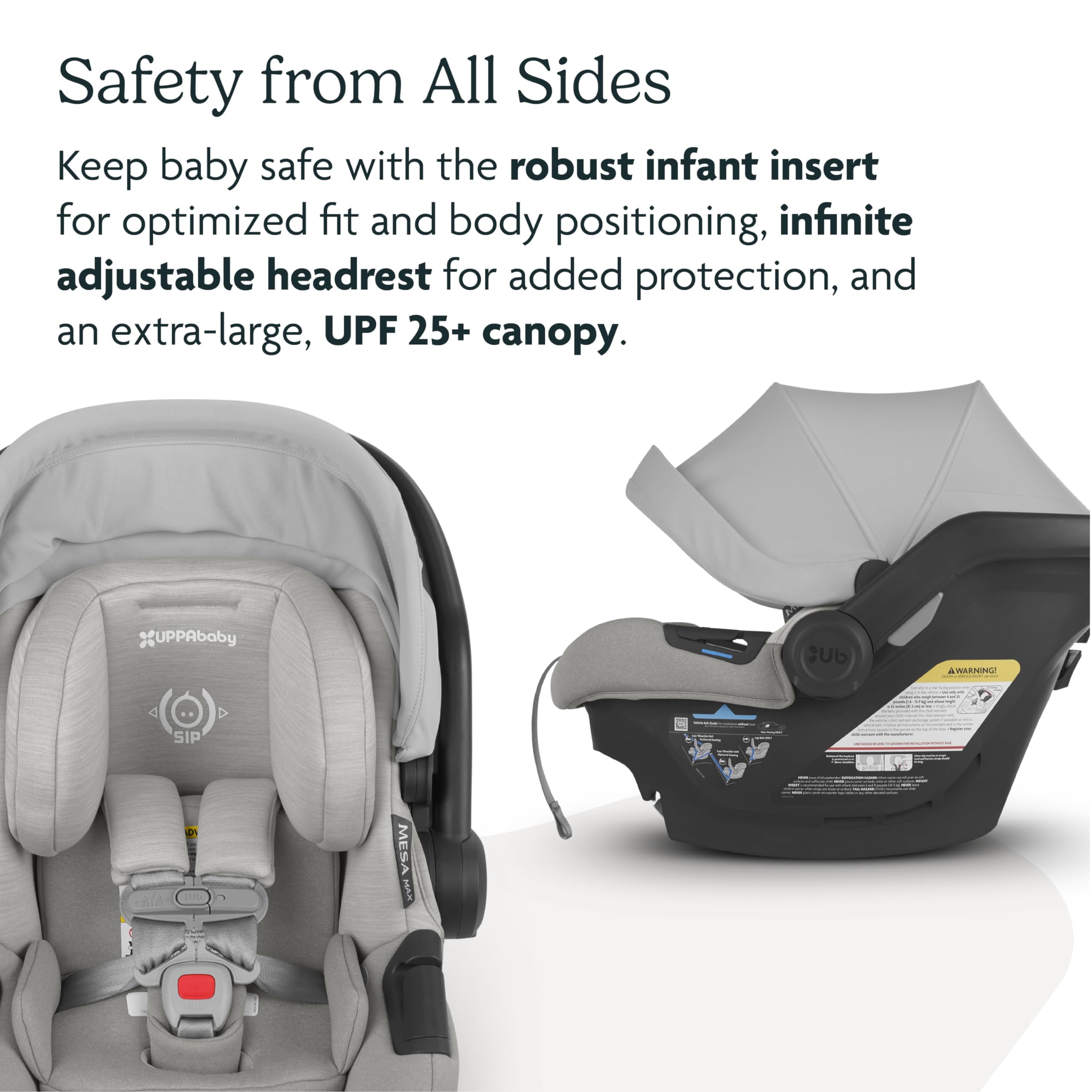 Mesa Max Infant Car Seat with Base - Load Leg & Robust Infant Insert Included | Innovative Safety Features, Easy Installation & Direct Stroller Attachment | Charcoal (Jake) | Perfect for Newborns, Travel & Everyday Use