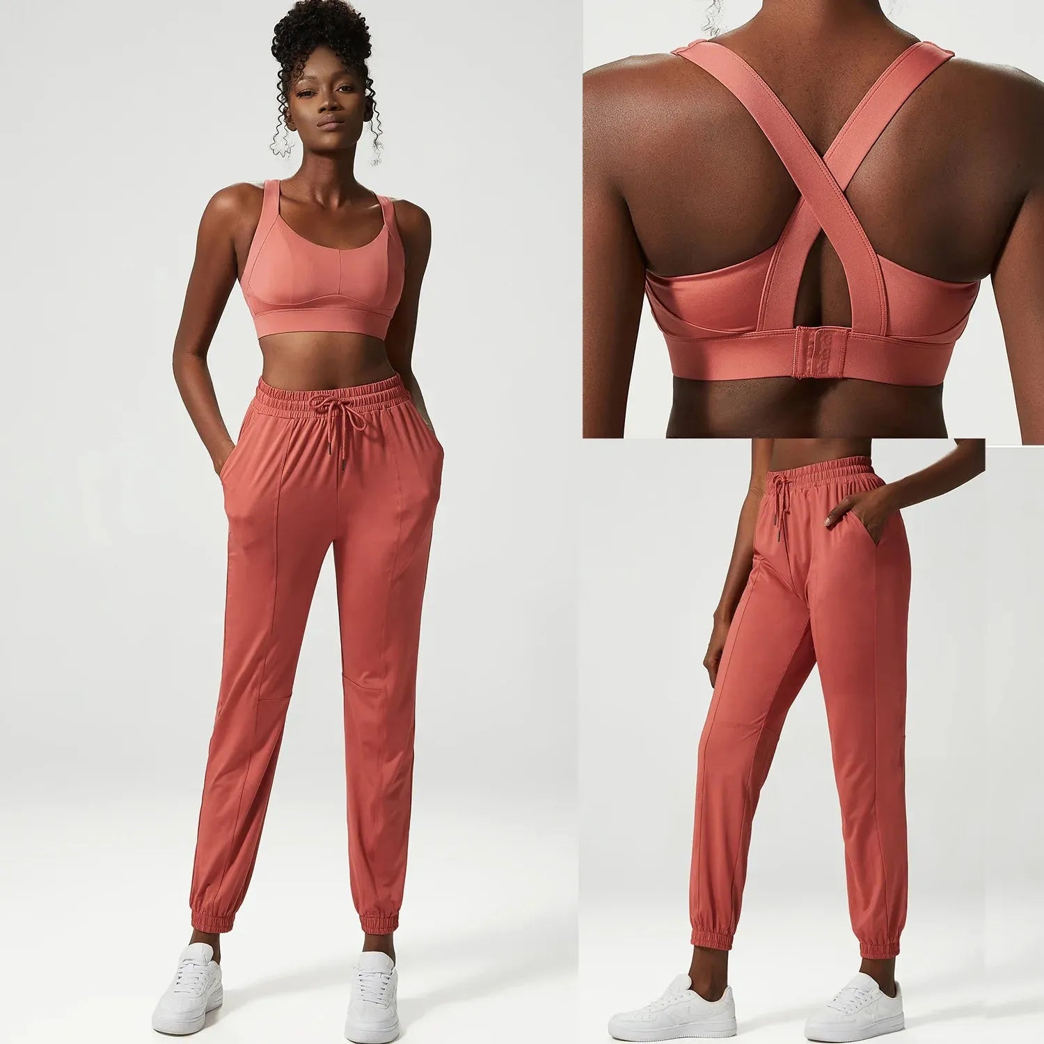 2/3 Piece Women's Yoga Set - Breathable Loose Fit Gym Outfit with Zipper Jacket, Sports Bra & Jogger Pants - Perfect for Yoga, Pilates, Workout & Lounge Wear