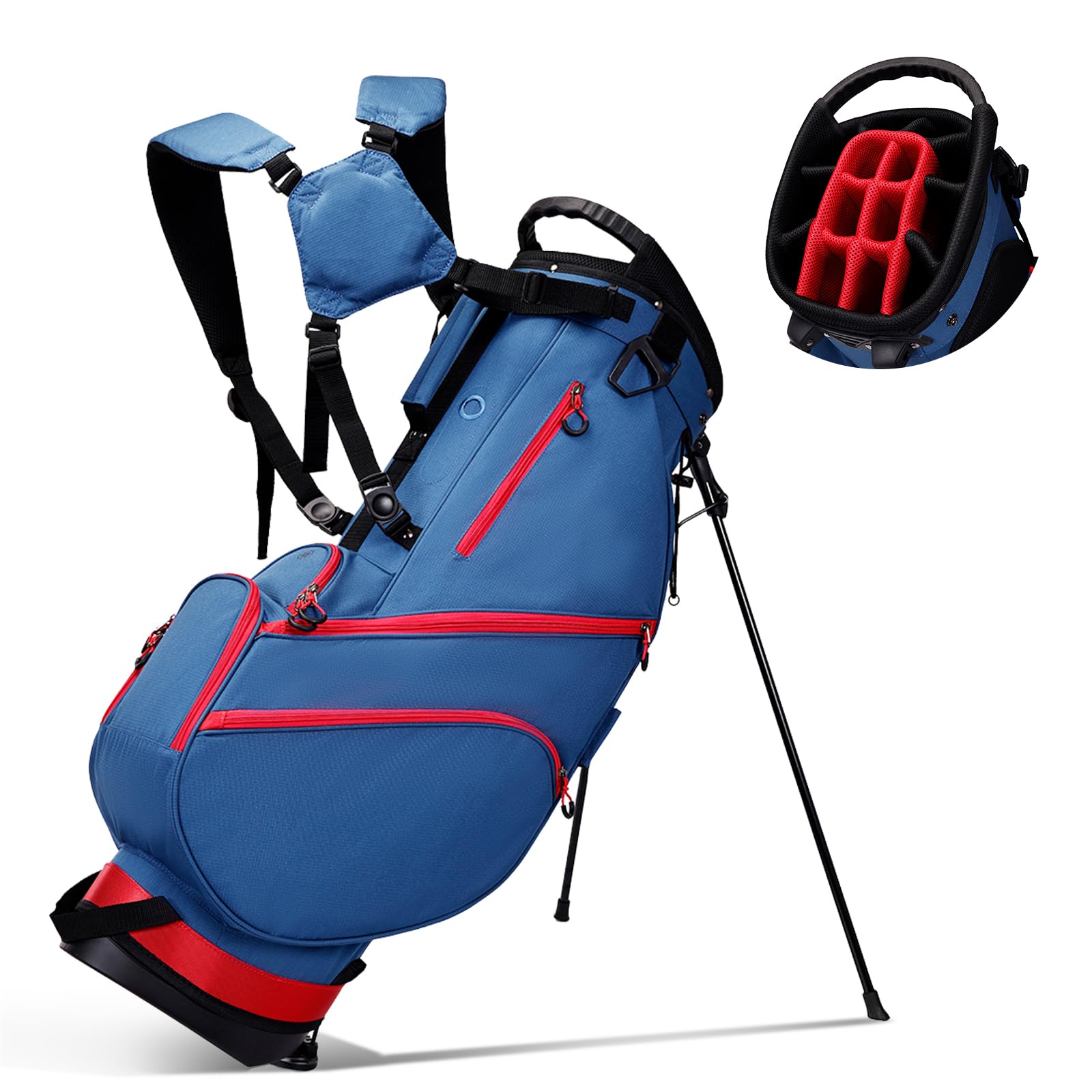 **Lightweight Golf Stand Bag for Men - 14-Way Divider, 7 Zippered Pockets, Dual Strap & Rain Cover - Perfect for Walking the Course, Practice Range & Weekend Golf Outings**