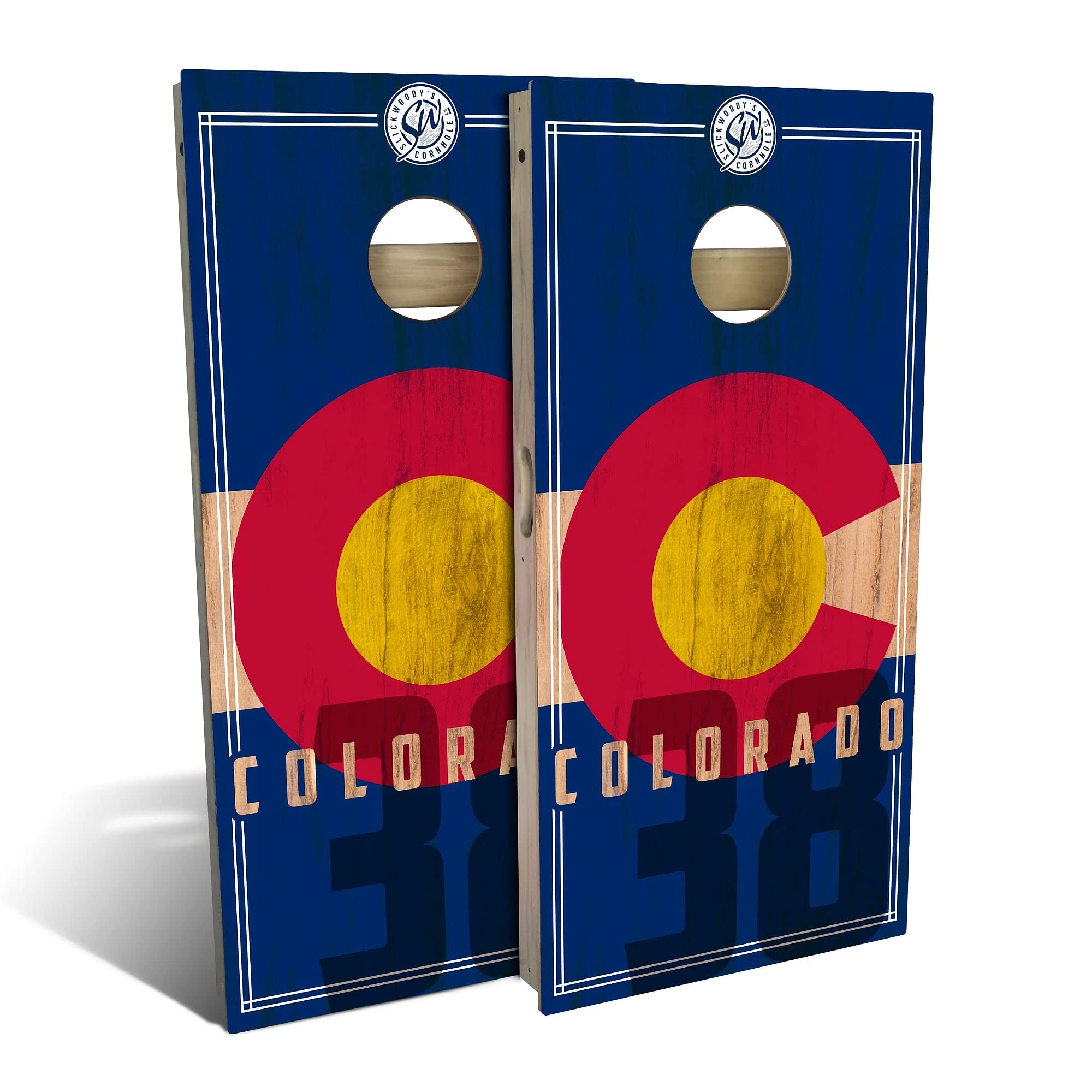 Colorado Flag 2.0 Cornhole Board Set - Regulation Size Outdoor Bean Bag Toss Game with 2 Boards & 8 Bags - Perfect for Backyard BBQs, Tailgating, and Family Gatherings