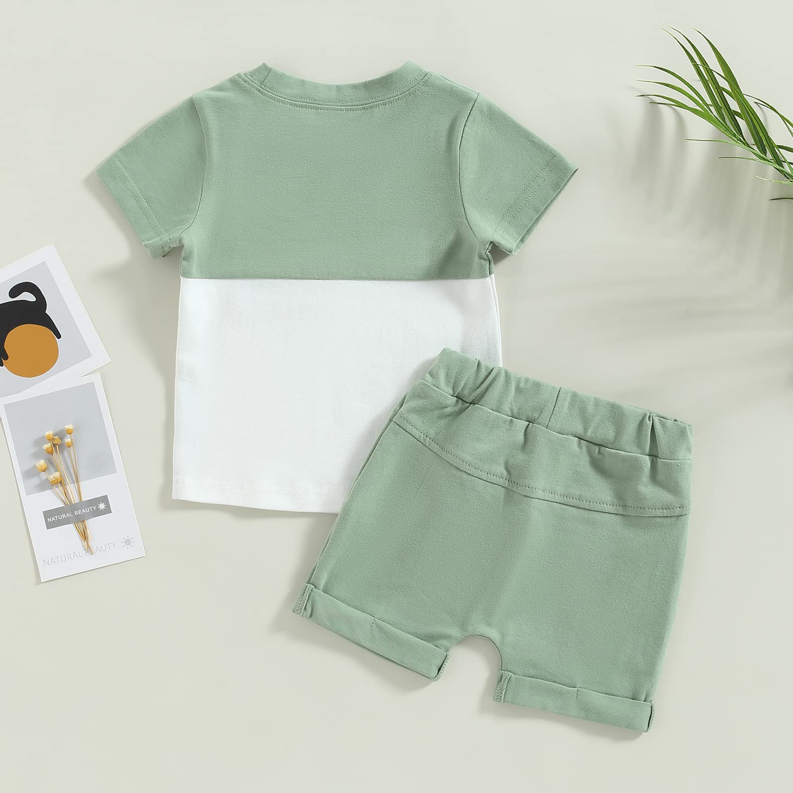 Summer Toddler Clothes Set - Unisex Waffle Knit Outfits with Short Sleeve Pocket Top & Shorts (2PC) | Casual Playwear for Boys & Girls | Perfect for Daycare, Beach & Outdoor Activities