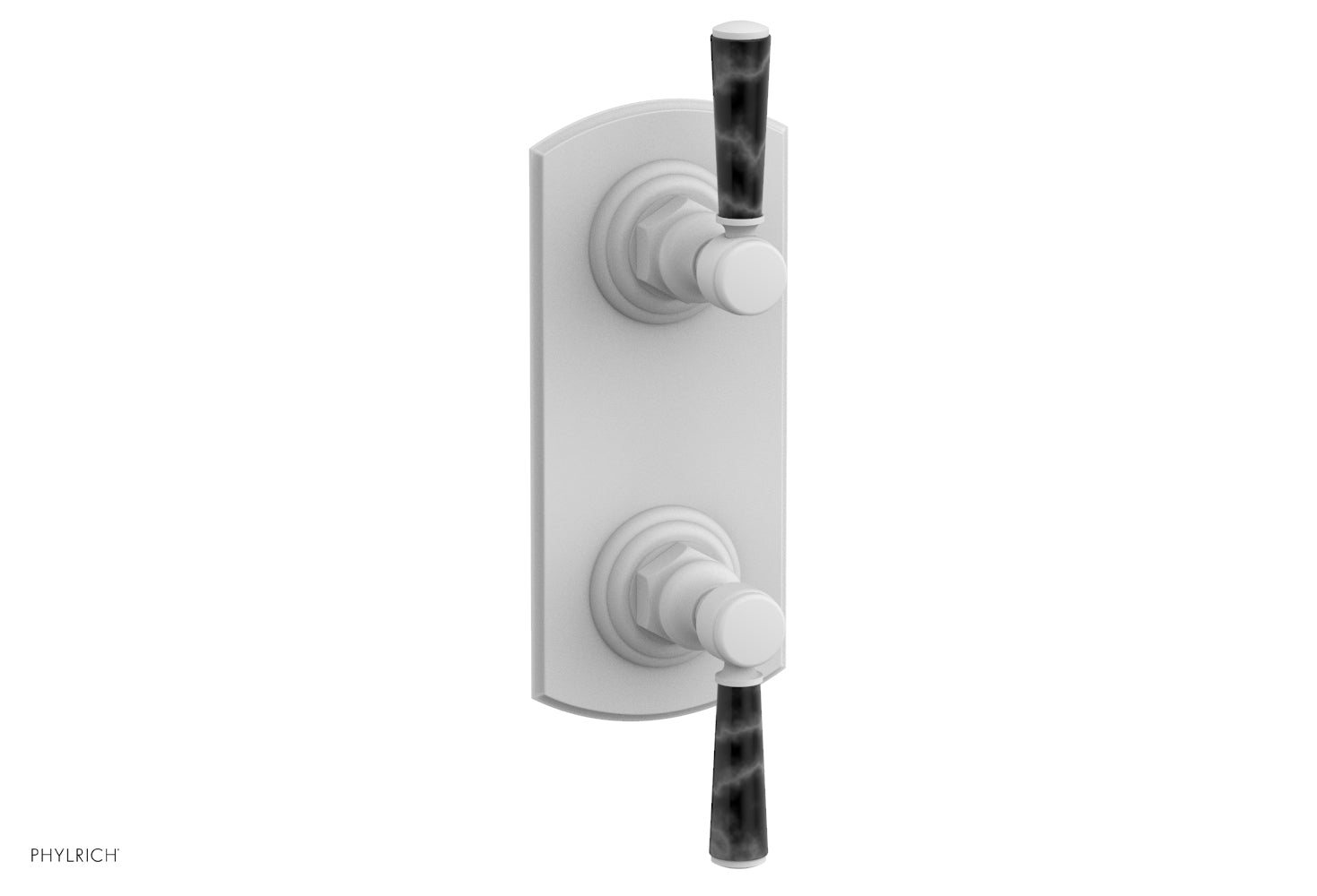 HEX TRADITIONAL / HENRI 1/2 Thermostatic Shower Valve with Volume Control & Diverter - Black Marble Handles (Model 4 155) for Bathroom & Shower Renovation