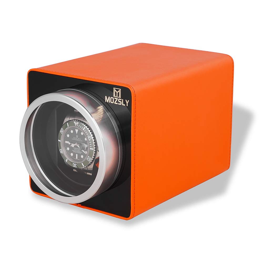 MOZSLY Single Watch Winder for Automatic Watches - Quiet Motor, 12 Rotation Modes, Premium Leather - Perfect for Watch Collectors & Travel Storage