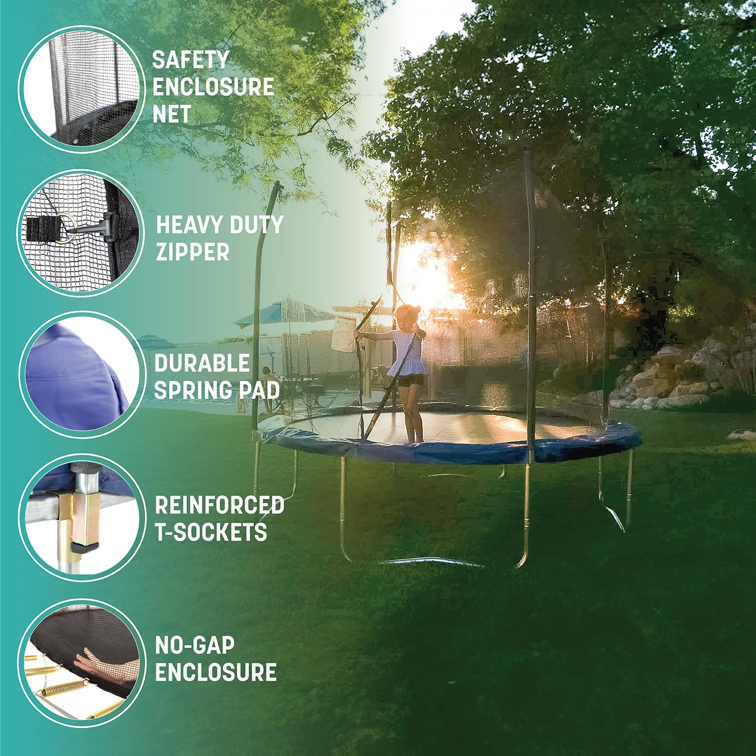 Skywalker Trampolines 10-Foot Round Trampoline with Safety Enclosure & Springs - Perfect for Backyard Fun, Kids Outdoor Play, and Family Fitness Activities