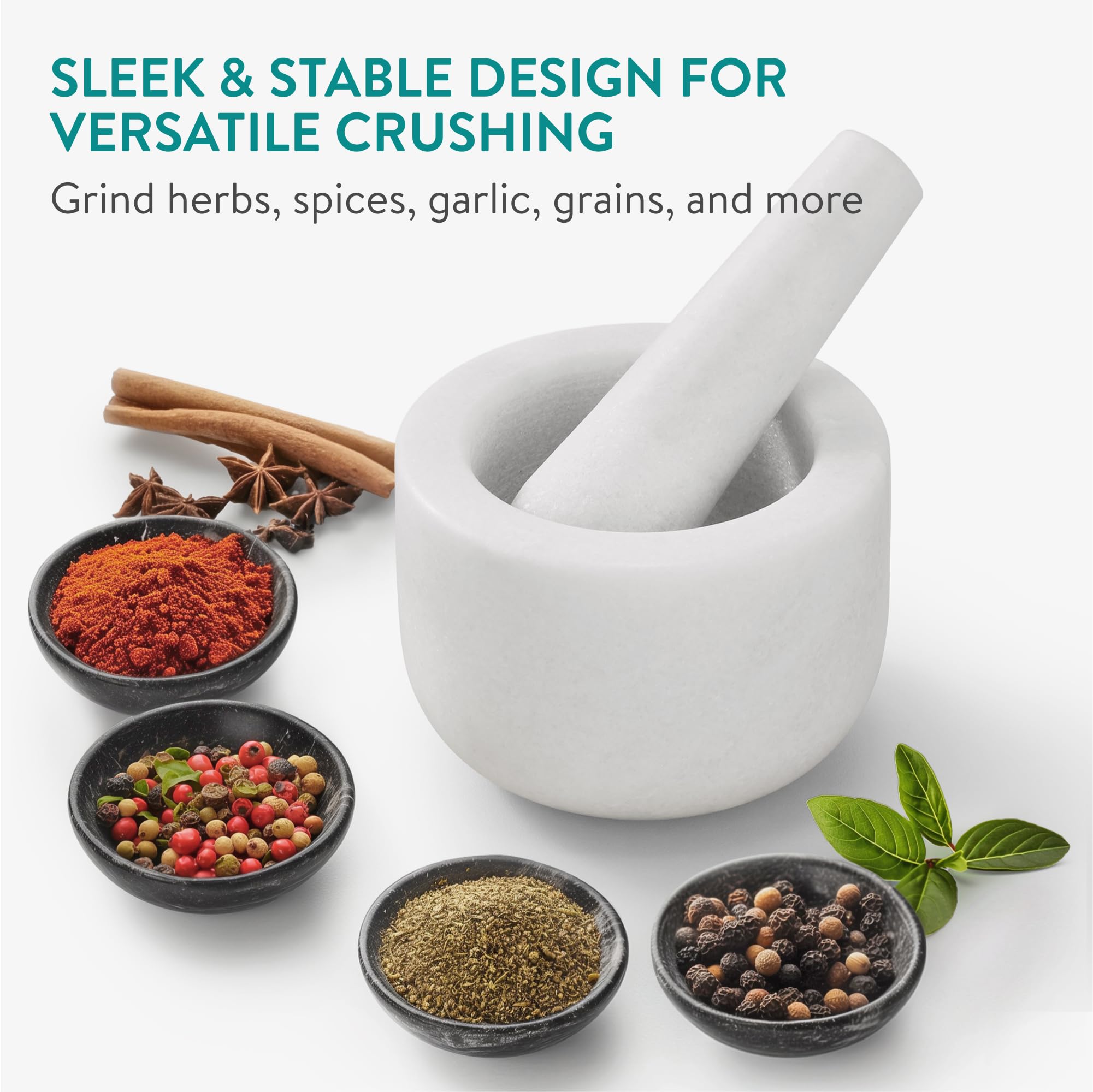 Premium White Marble Mortar and Pestle Set - 3.3