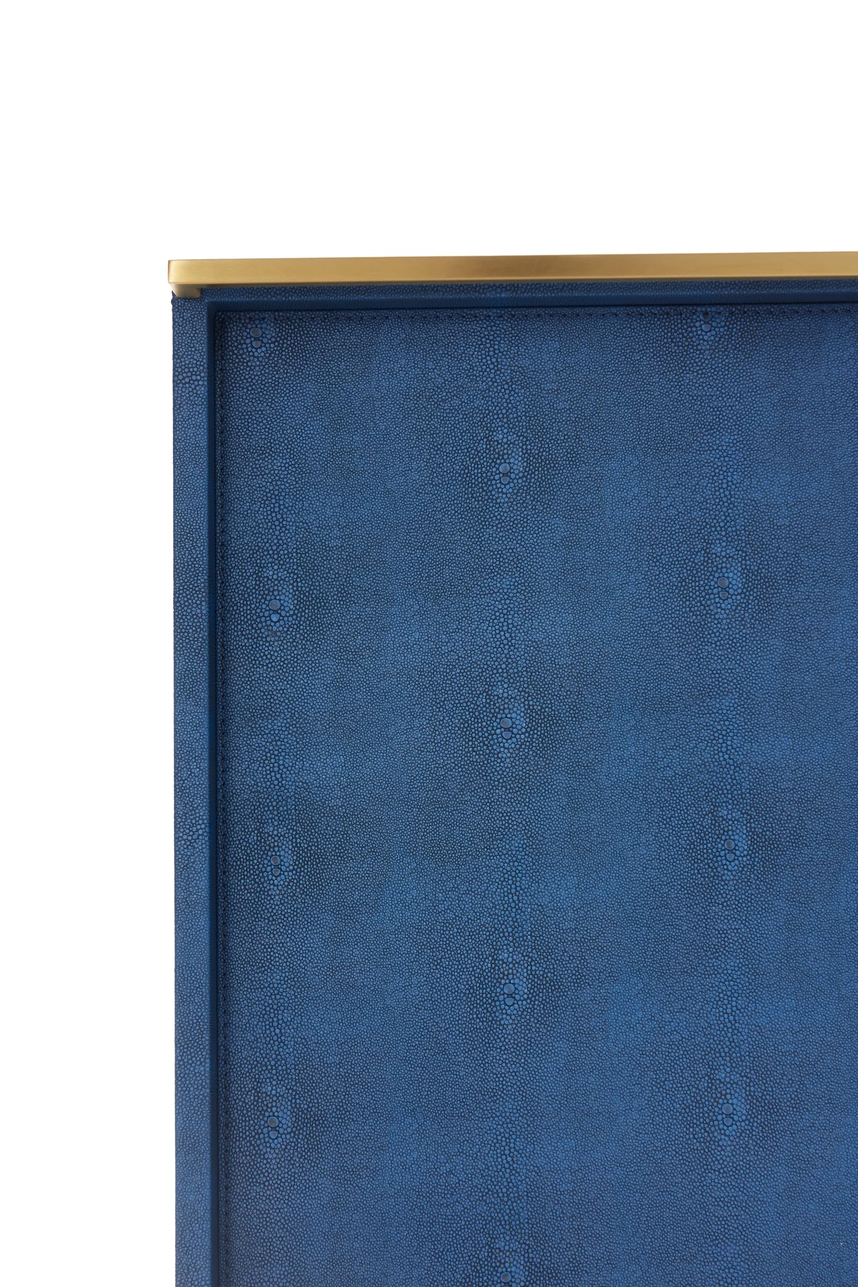 Luxury Navy Blue Shagreen Leather Ottoman Tray with Gold Handles - Large Decorative Serving Tray for Coffee Table, Dining, Bar, Party & Kitchen Island - Perfect for Entertaining, Bathroom Vanity Decor & Home Organization (Blue)