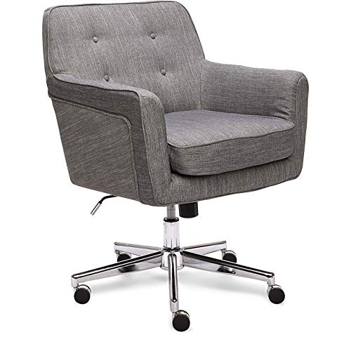 Allora Modern Swivel Office Desk Chair - Adjustable Height Ergonomic Rolling Chair with Upholstered Seat for Home Office, Study Room & Conference Meetings - Comfortable Computer Chair with Metal Base in Grey - Perfect for Remote Work, Gaming & Long Study Sessions