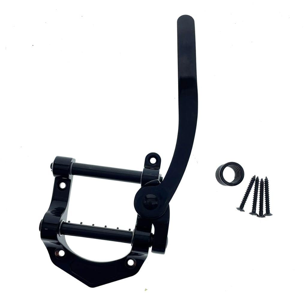 KAISH Electric Guitar Tremolo Bridge - Black Vibrato Tailpiece for Flat Top Body | Perfect for Rock, Blues & Live Performances