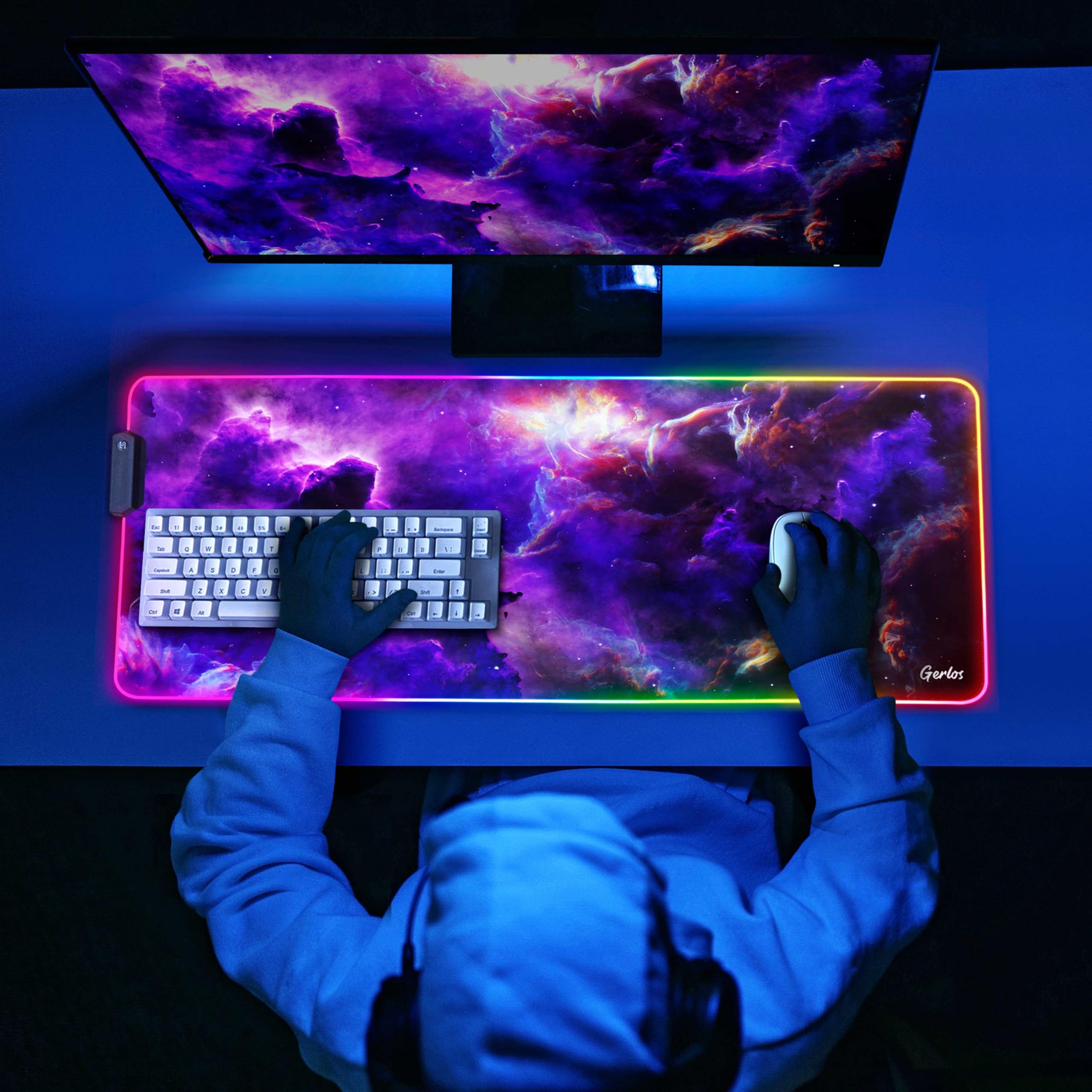RGB Gaming Mouse Pad - Large 31.5×11.8 Inch LED Mouse Mat with Non-Slip Rubber Base & Water Resistant Surface | Extended Keyboard Pad for PC, Laptop, Office & Gaming Setup | Perfect for Esports, Work & Home Computer Use