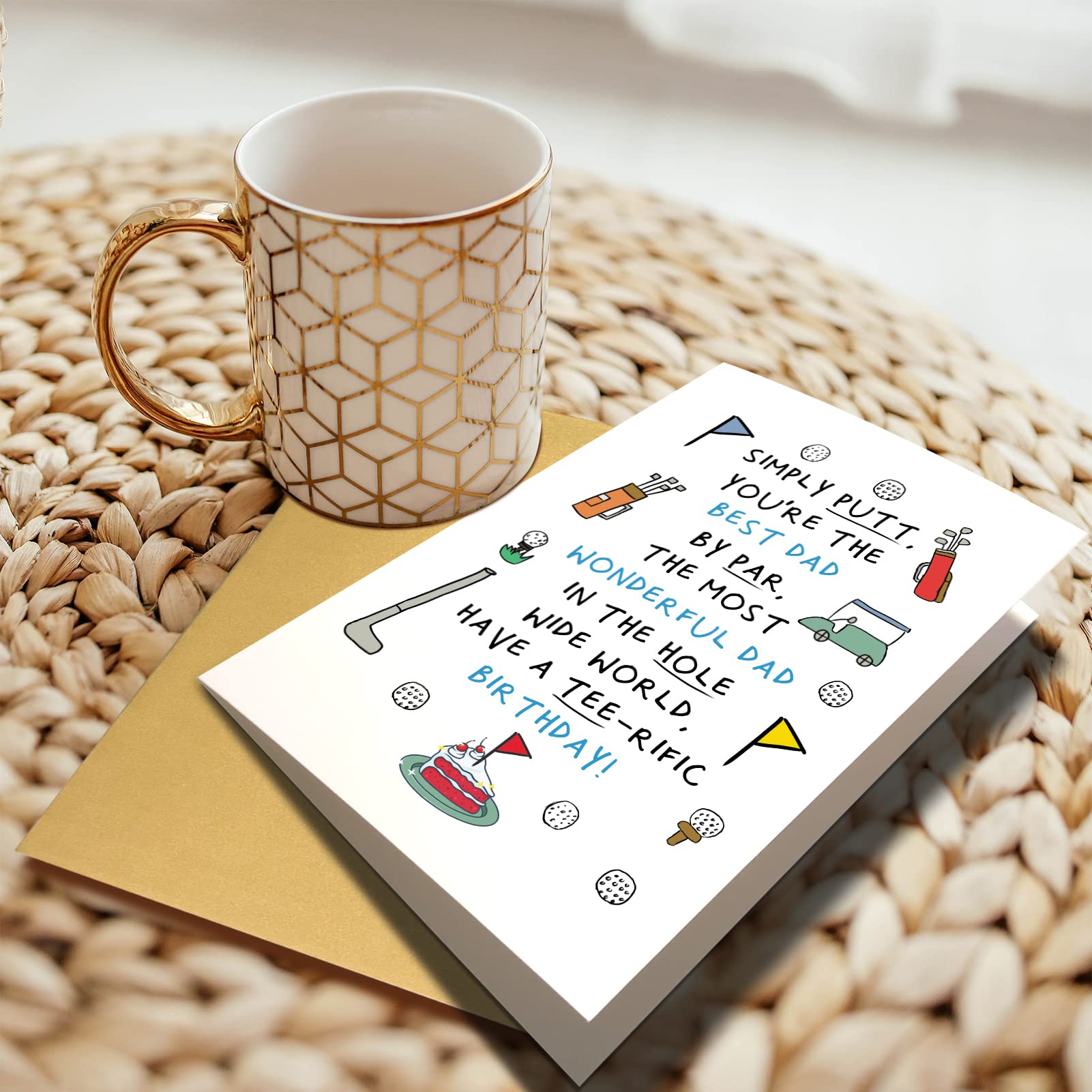 Funny Golf Birthday Card for Dad from Son or Daughter - Humorous Tee-rific Birthday Greeting Card - Perfect for Golf Lovers & Father's Day Gifts