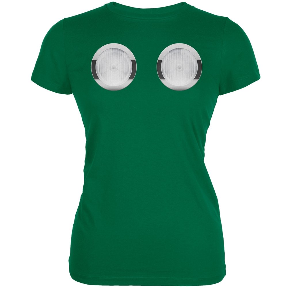Funny Kelly Green Juniors Soft Classic Headlights T-Shirt - Large Size | Trendy Graphic Tee for Casual Wear, Parties & Gifts