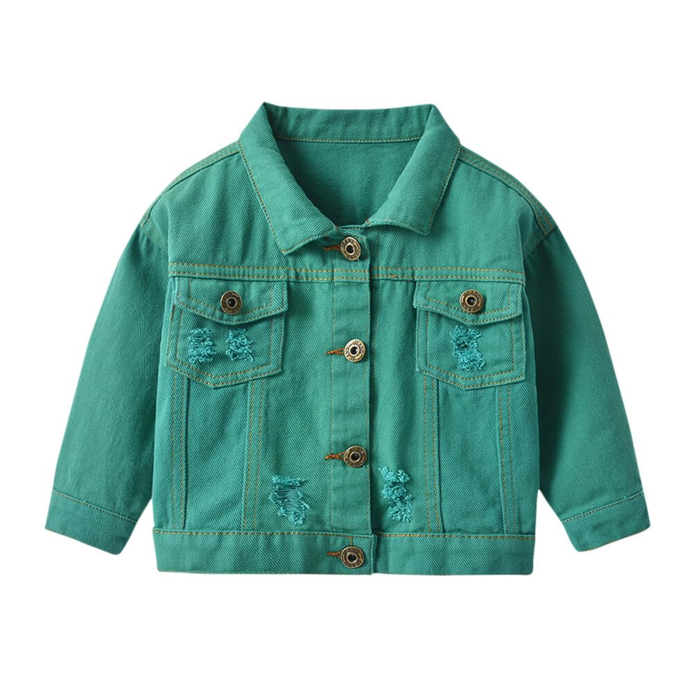 SWOTGdoby Boys' Lightweight Distressed Denim Jacket with Hood - Ripped Cotton Jean Coat for Kids | Perfect for School, Outdoor Play & Casual Wear