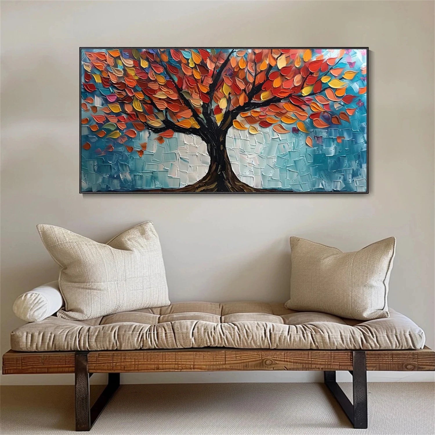 Flower and Tree Painting #FT105 - Handmade Canvas Wall Art for Home & Office Decor | Perfect for Living Room, Bedroom, or Gift