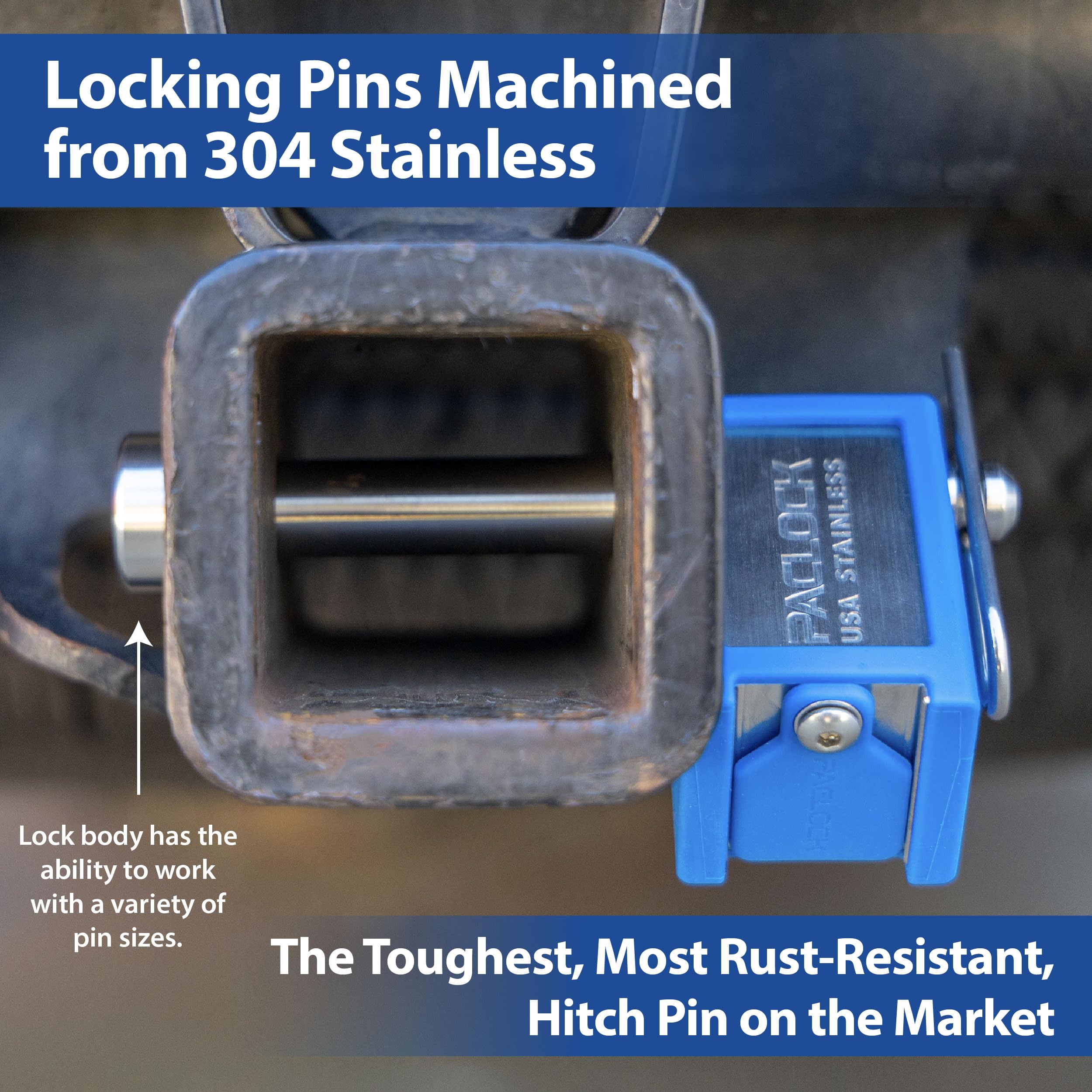 PACLOCK UCS-80A-YK-1 High Security Trailer Hitch Lock - Compatible with Yakima Threaded Bike Racks | 6-Pin Pick-Resistant Cylinder | Keyed Differently | Silver Anodized Aluminum | Perfect for Securing Bikes, Cargo Carriers & Outdoor Equipment During Travel & Storage