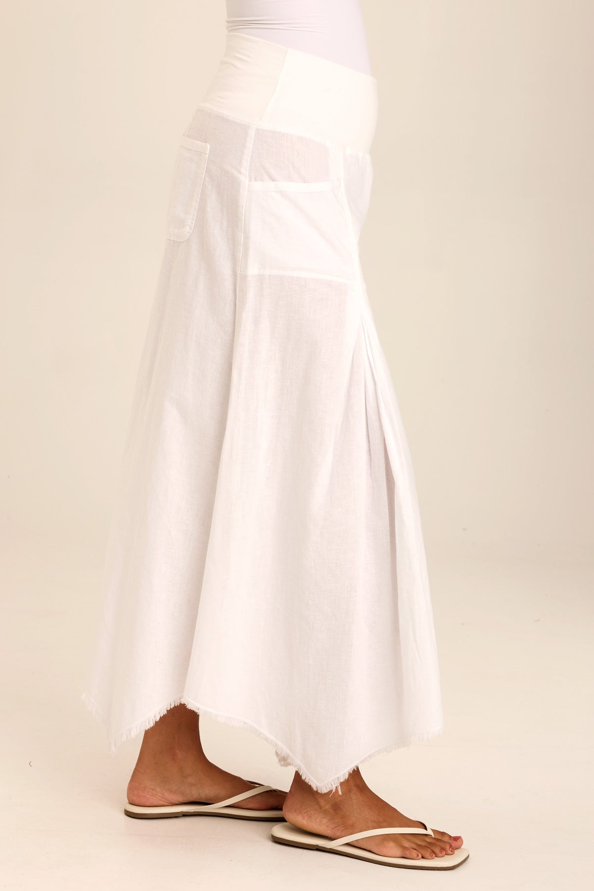 Bohemian Linen Maxi Skirt with Sharkbite Hem - Flowy Beach Skirt for Women, Summer Vacation, Music Festivals & Boho Chic Outfits