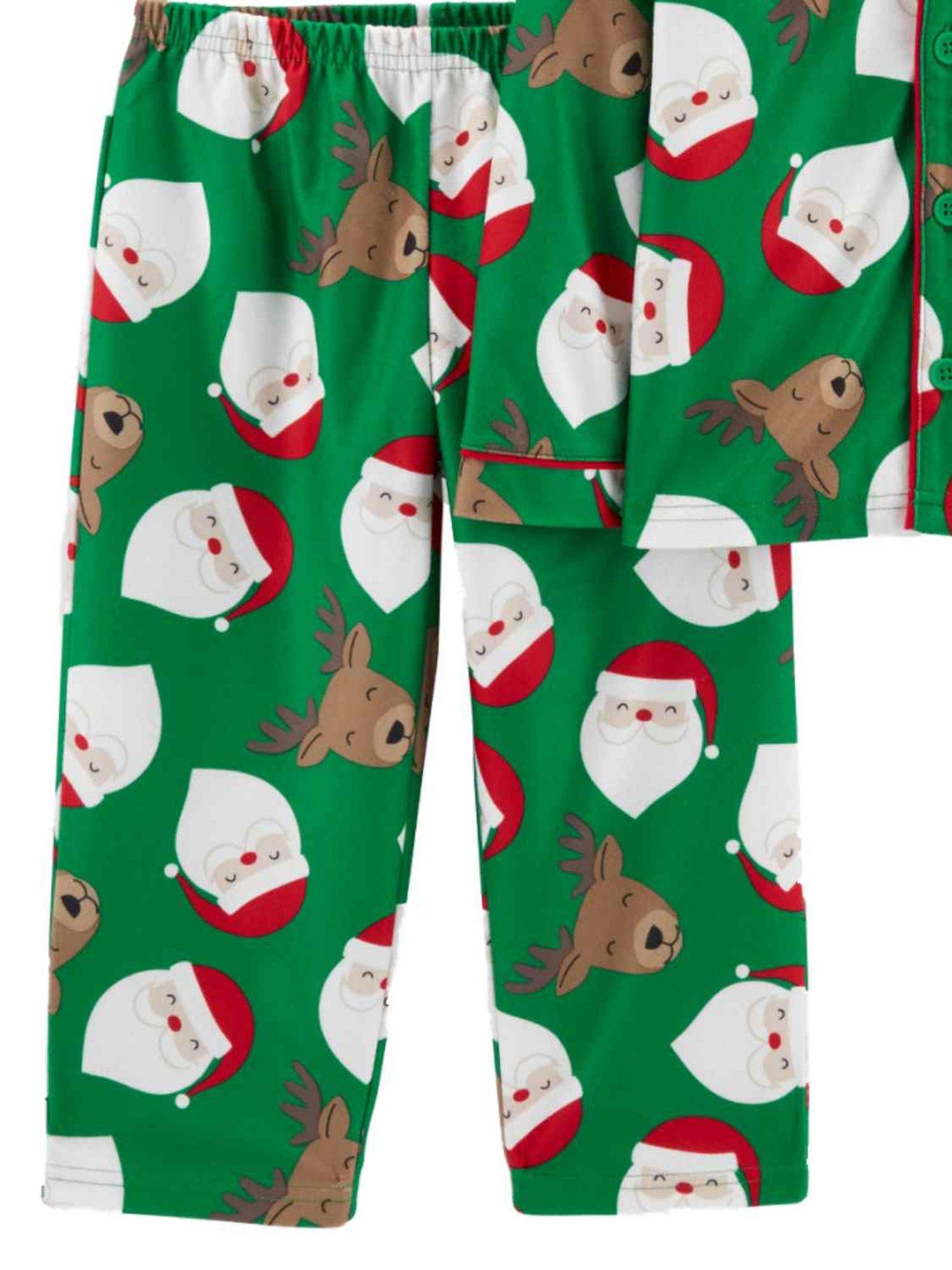 Carters Baby Boys Green Santa Reindeer Christmas Pajamas Set - Soft Holiday Sleepwear for Infants & Toddlers - Perfect for Christmas Eve, Family Photos & Cozy Winter Nights