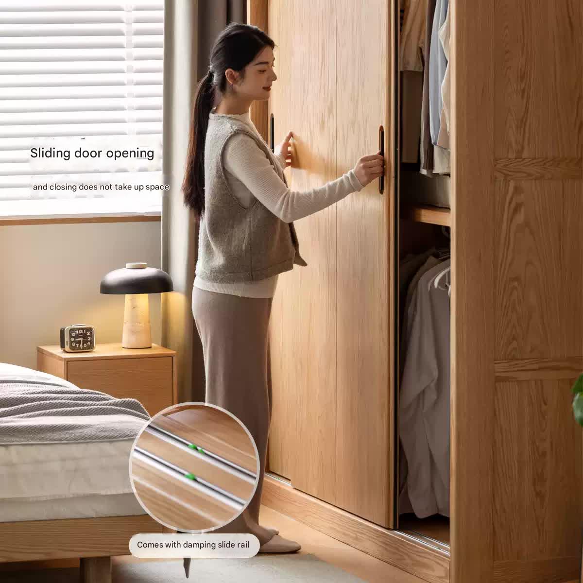 Stylish Oak & Ash Solid Wood Modern Wardrobe - Spacious Closet Organizer for Bedroom, Walk-in Closet & Guest Room Storage