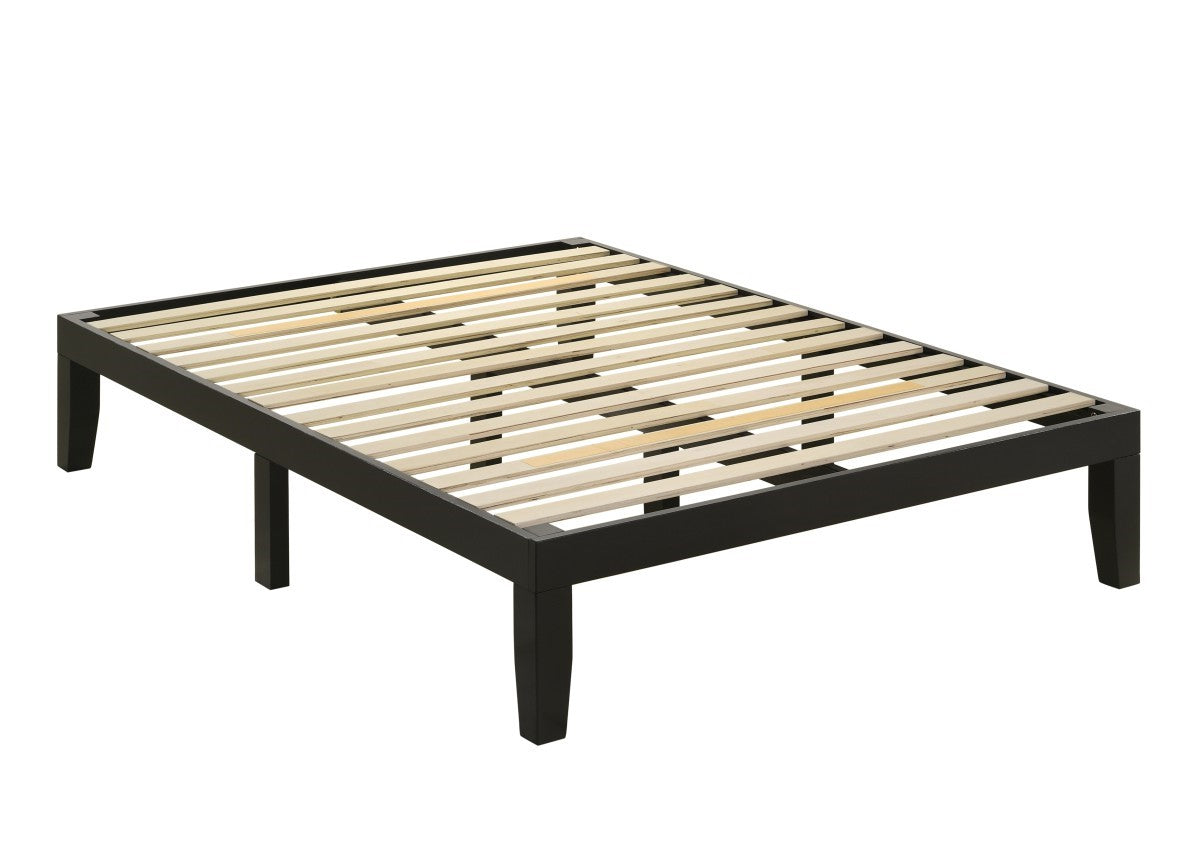 Amira Full Platform Bed Frame - Queen Size, Black Wooden Bed with Sturdy Slat Support - Perfect for Modern Bedrooms & Guest Rooms