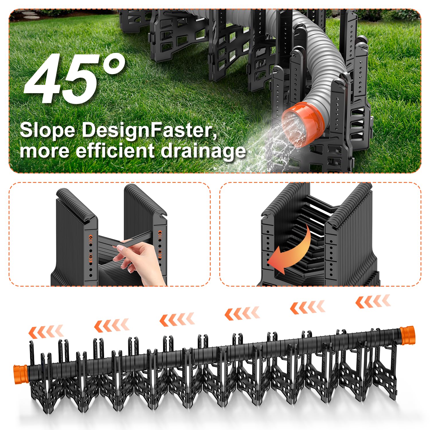 10 Ft RV Sewer Hose Support - Adjustable Height Accordion Design for Quick Installation | Fits All Travel Trailers & Campers | Perfect for RV Dump Stations & Campground Waste Management