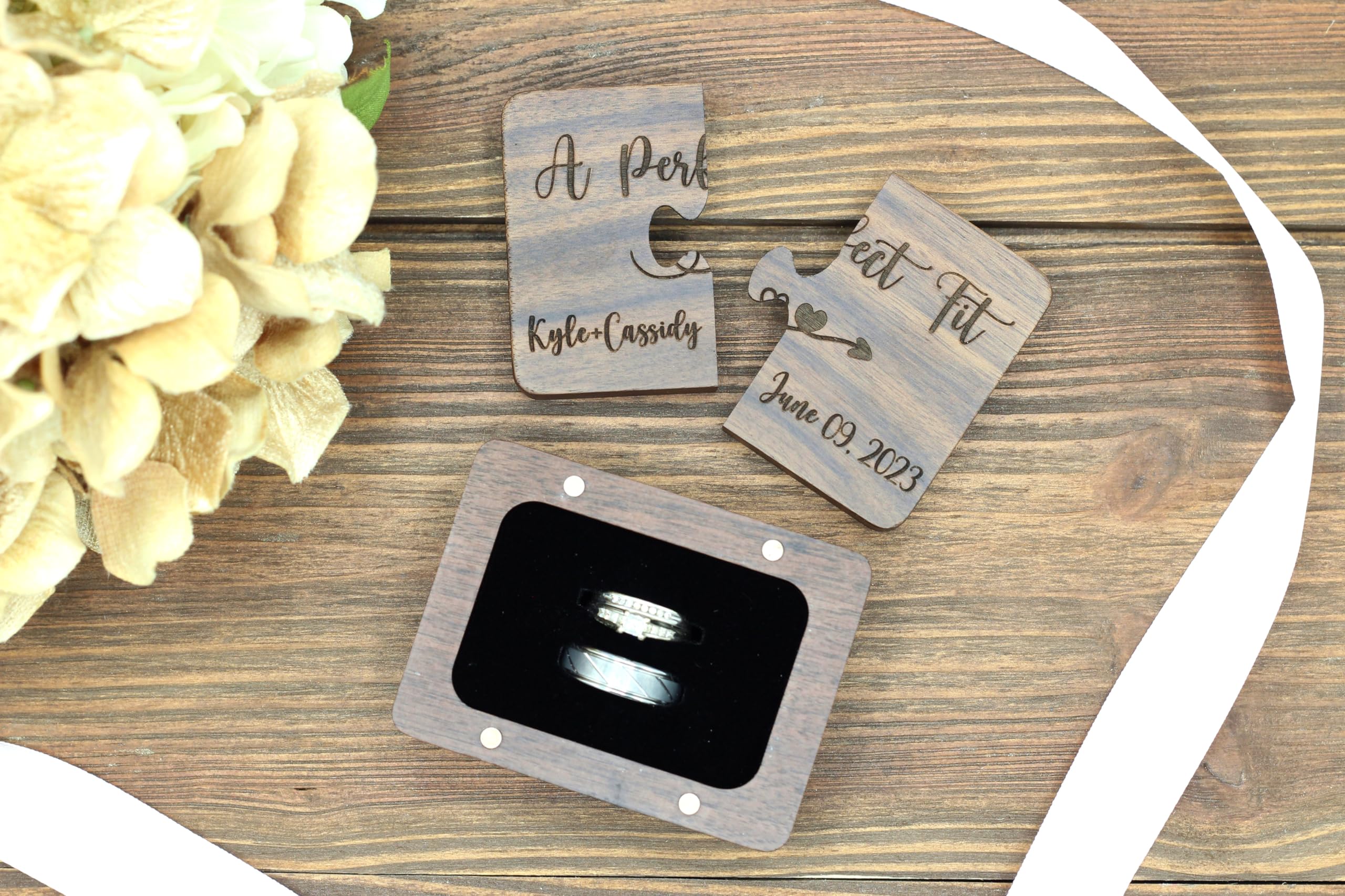 Custom Engraved Wooden Ring Puzzle Box - Perfect Fit for Engagement, Proposal & Ring Bearer - Unique Personalized Gift for Weddings & Special Occasions