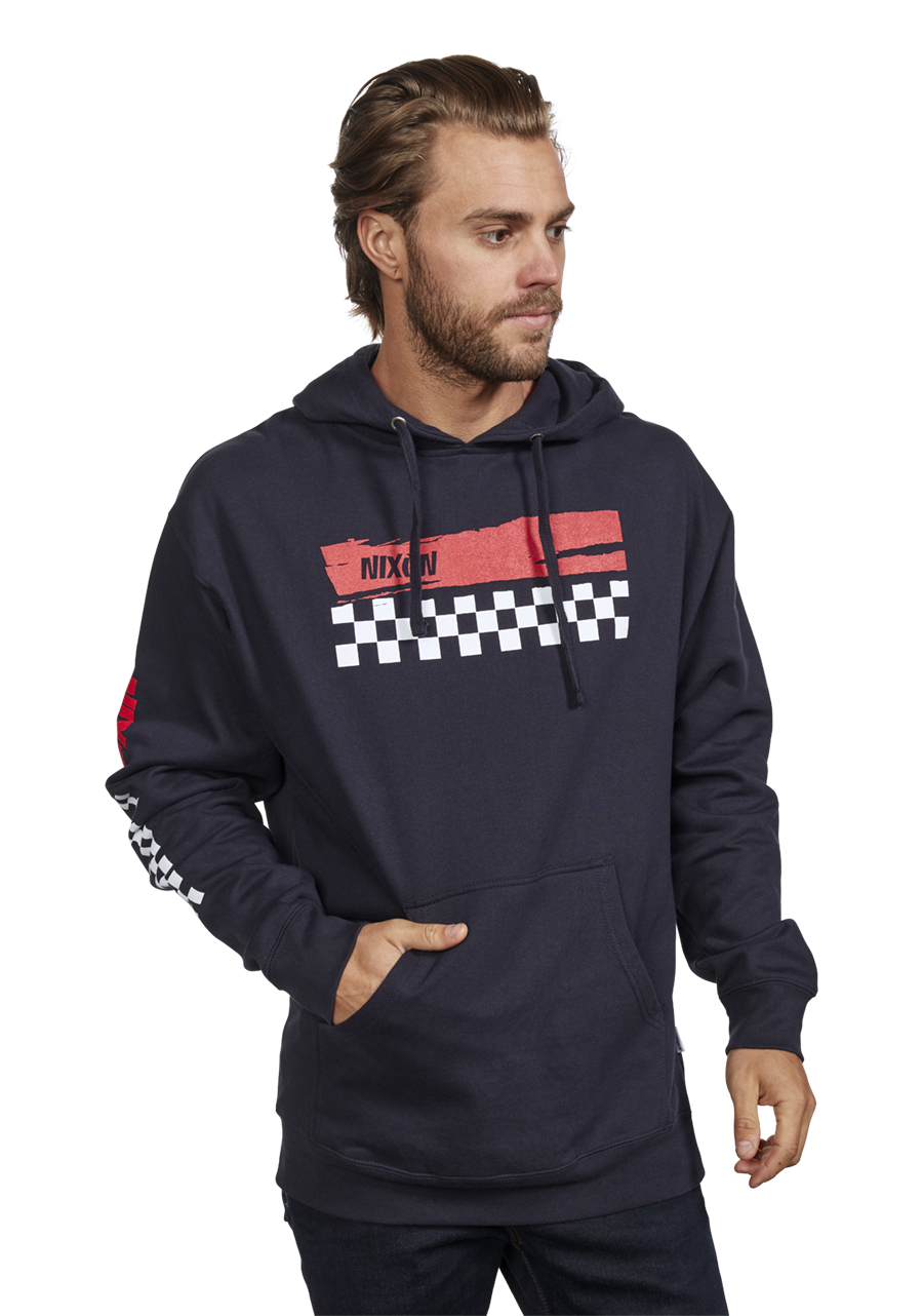 Circuit Hoodie for Men & Women - Navy & Red Color Block Design - Comfortable Streetwear for Casual Outings & Urban Fashion