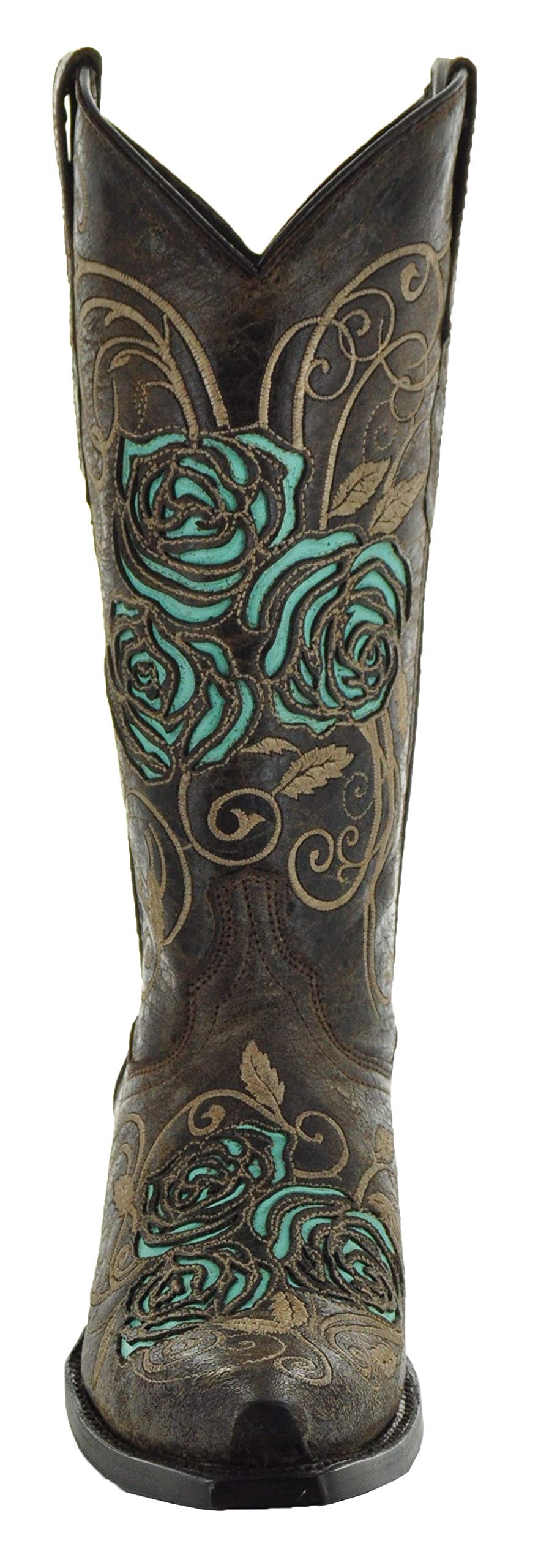 Turquoise Rose Cowgirl Boots for Women - Western Country Style Ankle Boots M50032 | Perfect for Line Dancing, Rodeos & Country Music Festivals
