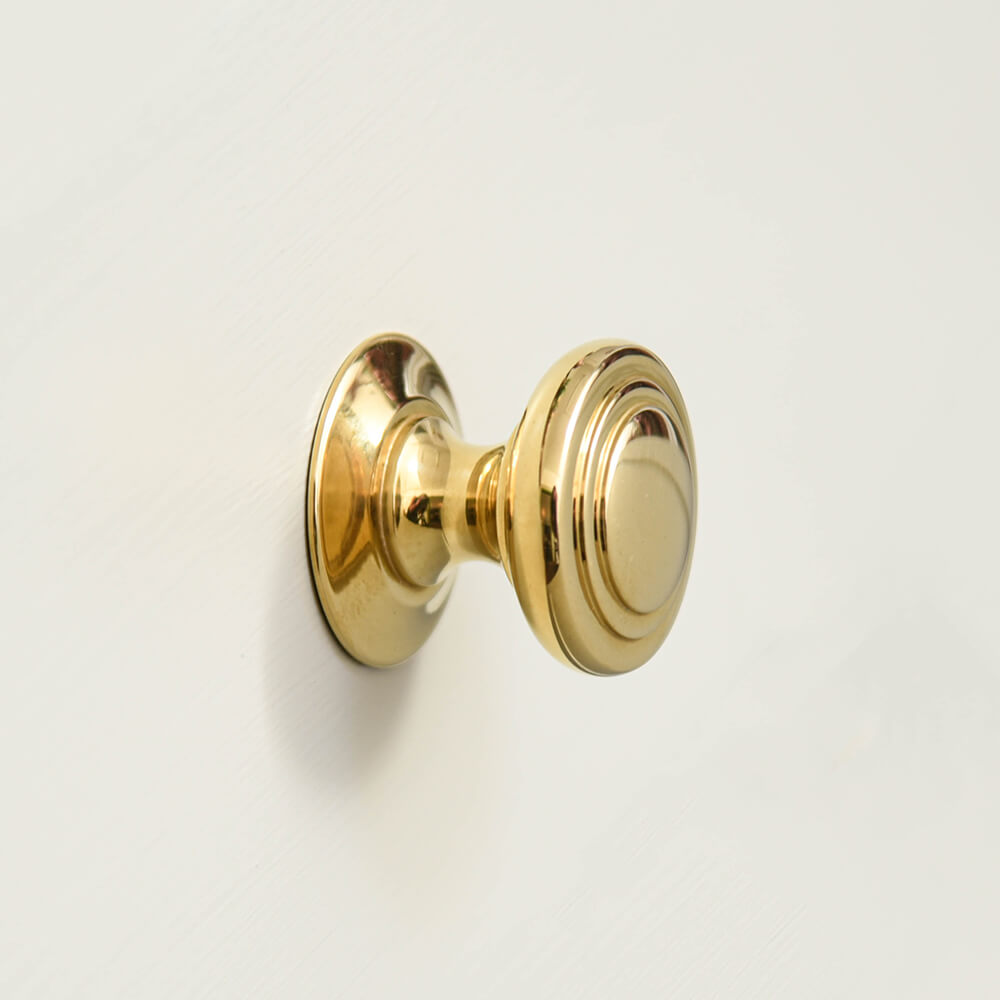 Polished Brass Stepped Cushion Cabinet Knob - Vintage Style Drawer Pulls for Kitchen Cabinets, Dressers & Furniture - Perfect for Home Renovation & DIY Projects