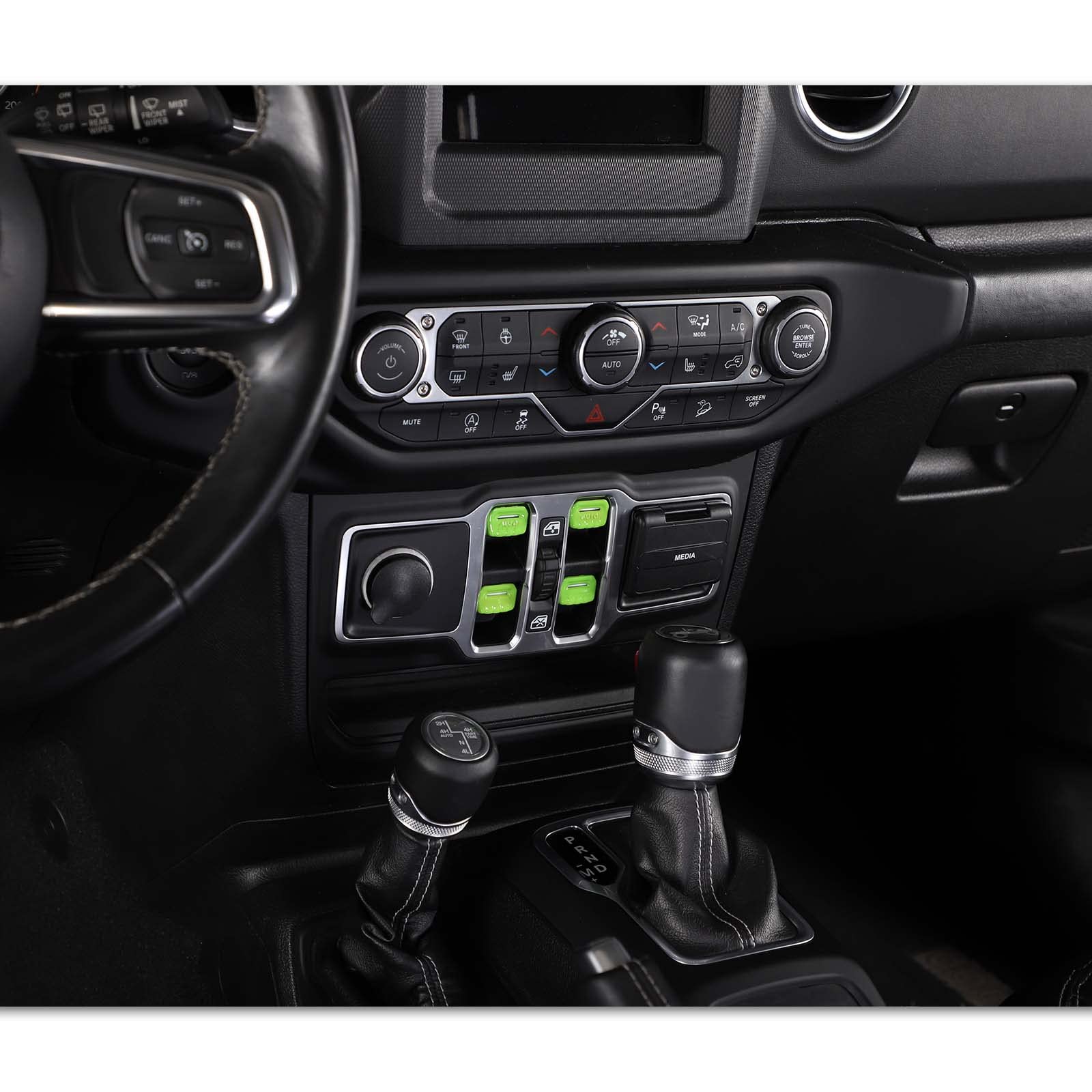 Jeep Wrangler JL JLU & Gladiator JT Window Switch Button Cover Trim (2018-2025) - Green Interior Accessories for Enhanced Protection & Style | Perfect for Off-Road Adventures & Daily Driving