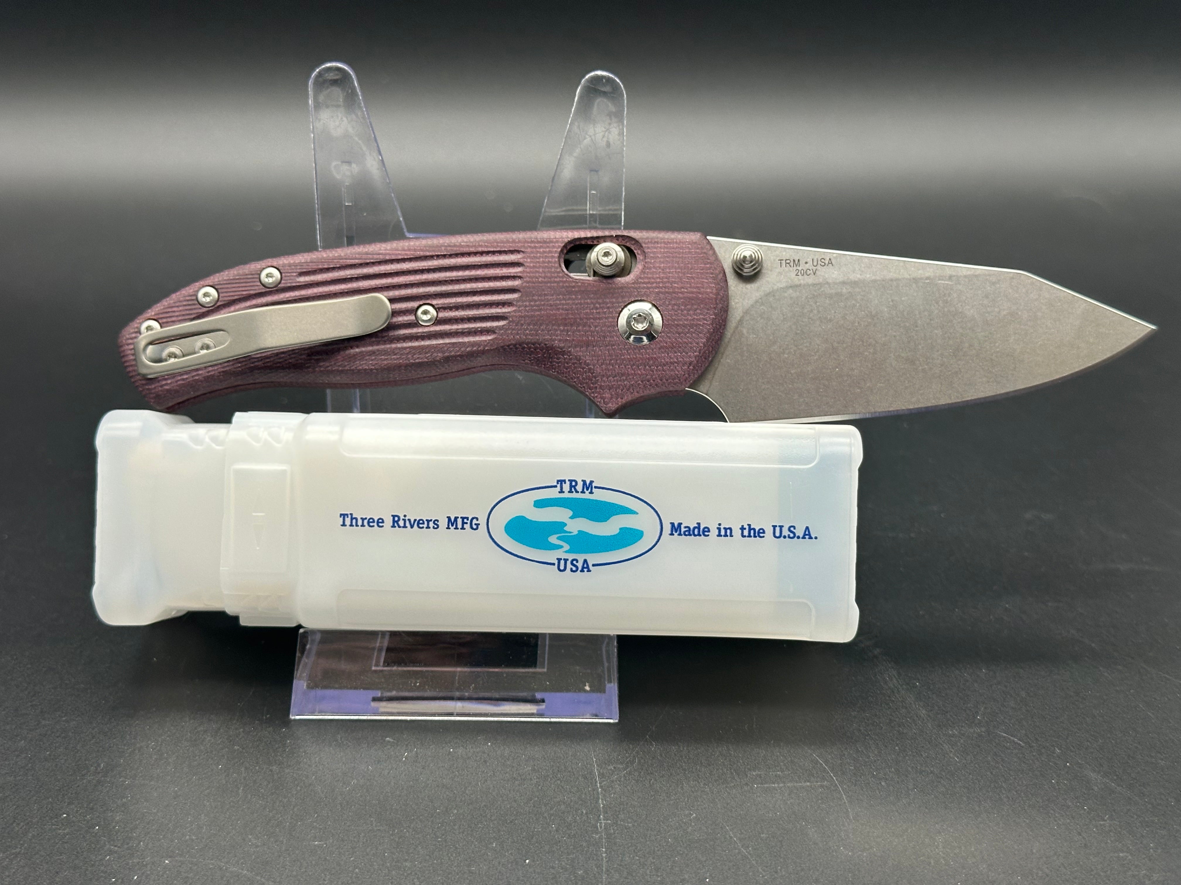 TRM Shadow Folding Knife - Concord Grape Micarta Handle, 20CV Steel Blade | EDC, Outdoor, Camping, Hunting Gear