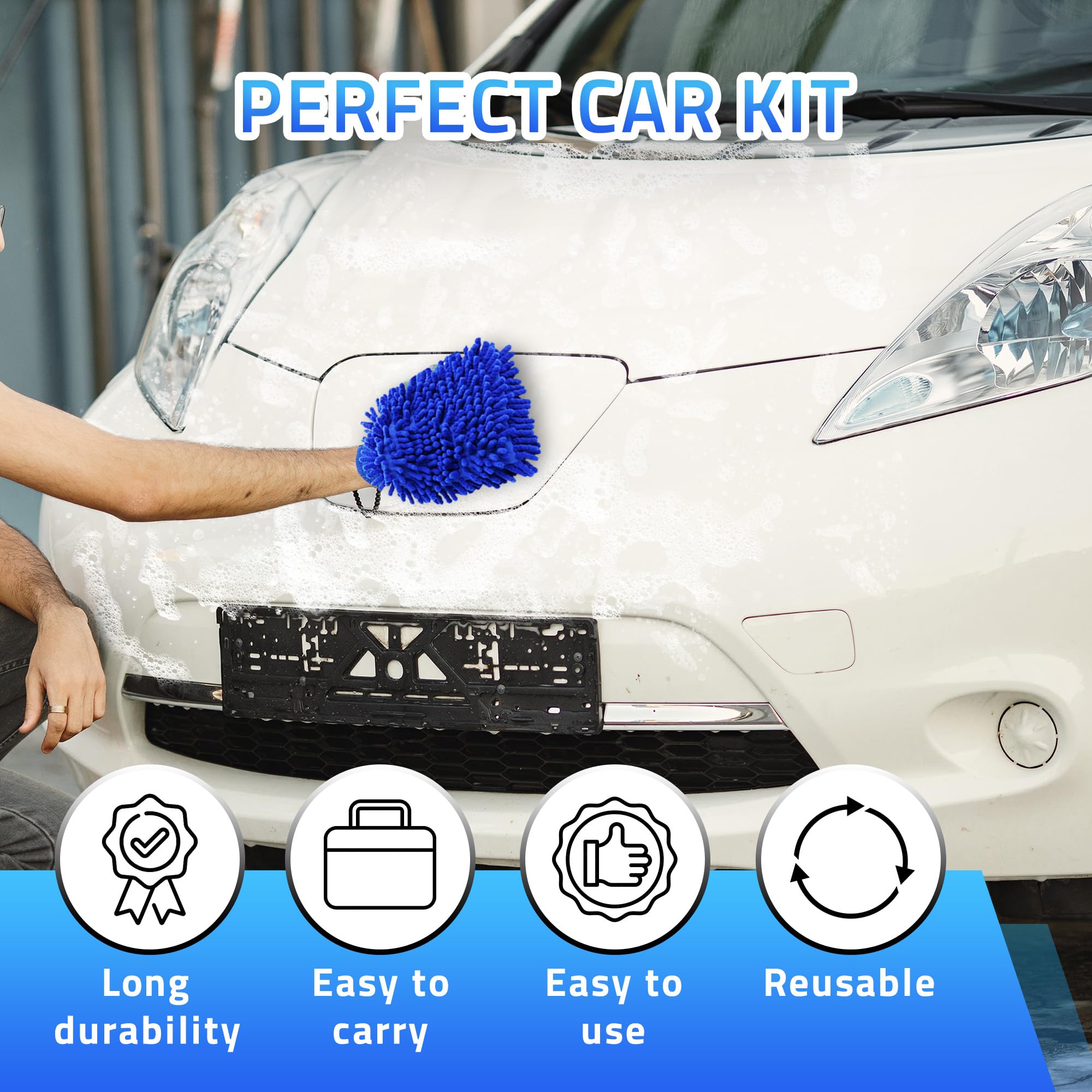 Premium Car Detailing Kit with Storage Bag - 10-Piece Car Wash Brush Set for Interior, Exterior & Wheels Cleaning - Professional Auto Detailing Tools for Car Enthusiasts & DIY Cleaning - Perfect for Home, Garage & Professional Use