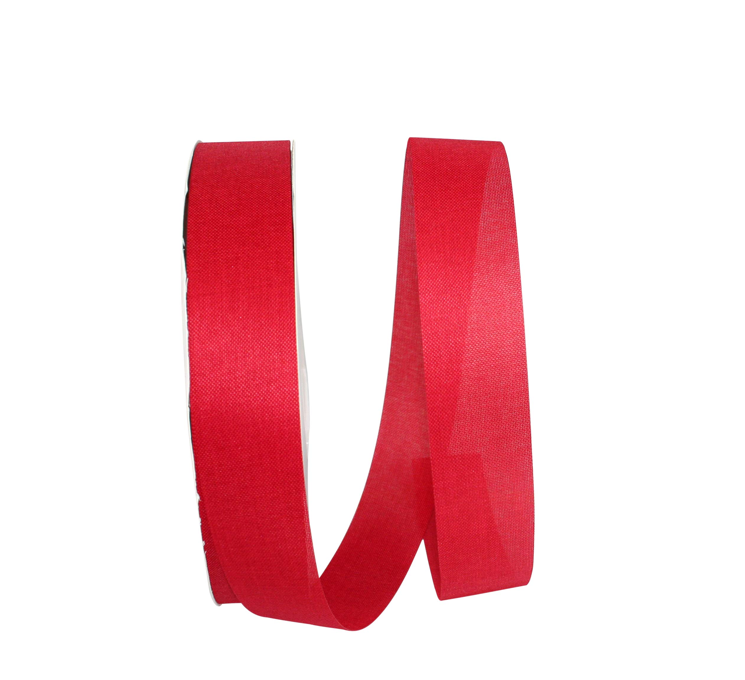 Reliant Ribbon Linen Natural Supreme Ribbon - 1-3/8 Inch x 100 Yards, Red - Perfect for Gift Wrapping, Crafts, and DIY Home Decor Projects