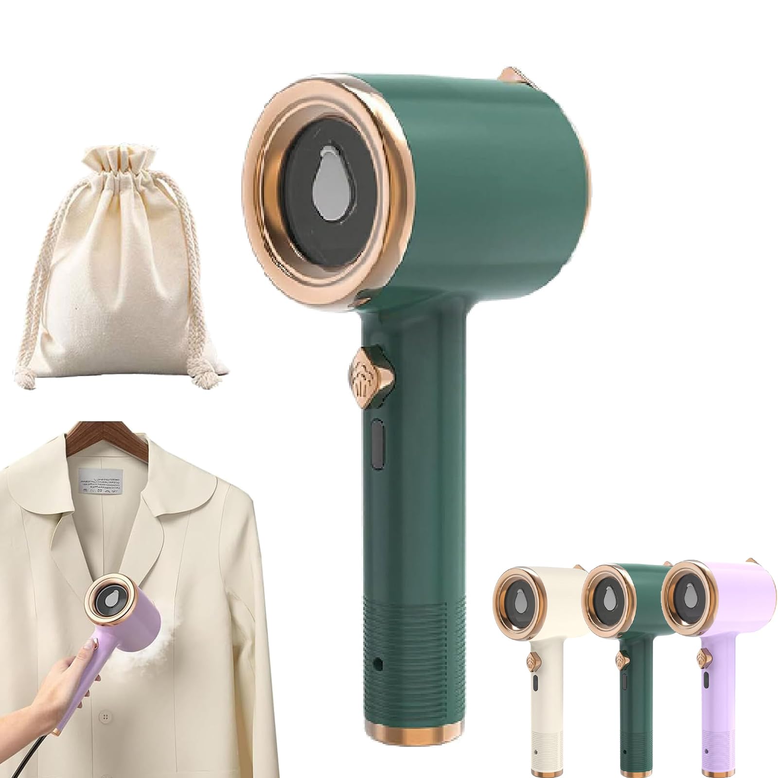 Portable Handheld Garment Steamer - Mini Travel Iron Steamer for Clothes, Compact & Lightweight, Quick Wrinkle Remover, Perfect for Home, Office & Travel (Green)