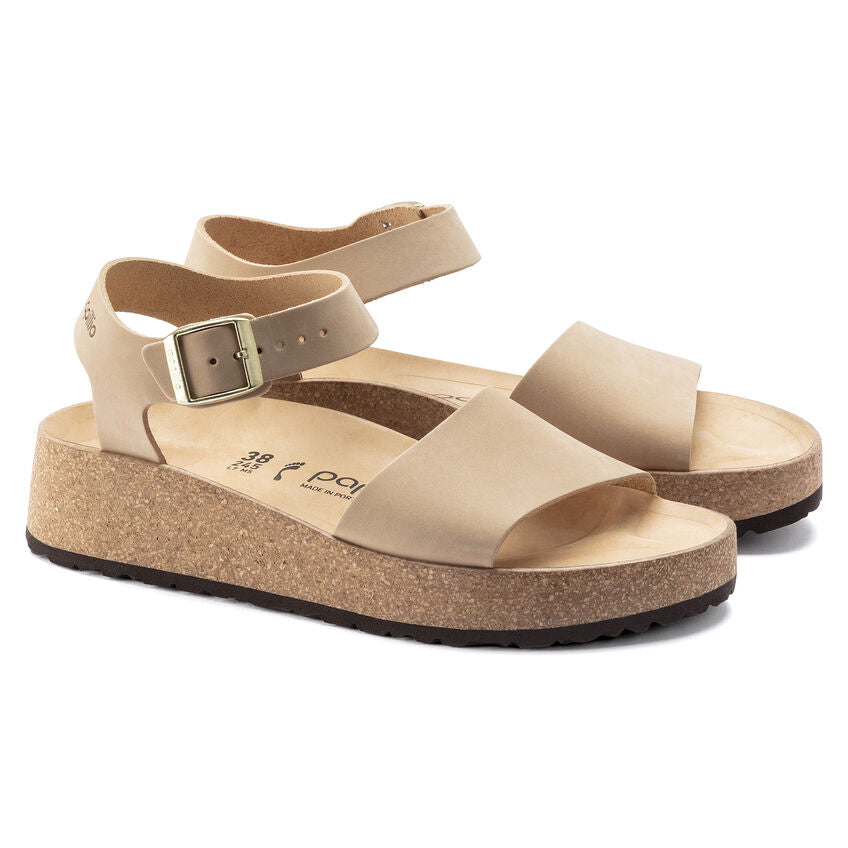 Birkenstock Glenda Women's Sandals - Soft Nubuck Leather in Sandcastle Color | Comfortable Footbed for Walking, Travel & Casual Wear