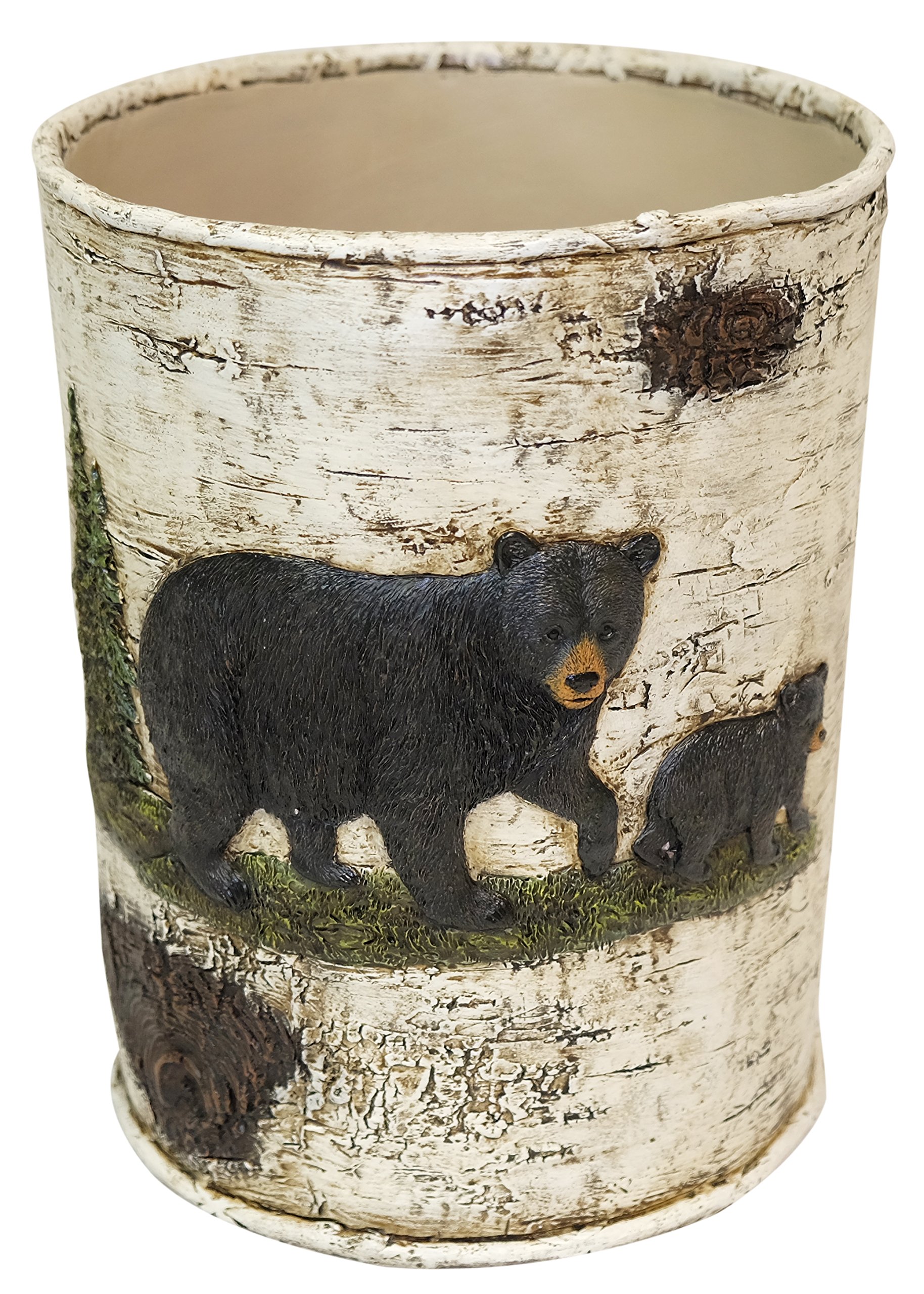 LL Home Bear ON Birch Waste Basket - Rustic Wooden Trash Can for Bedroom, Bathroom & Office Decor - Eco-Friendly Home Organization & Storage Bin