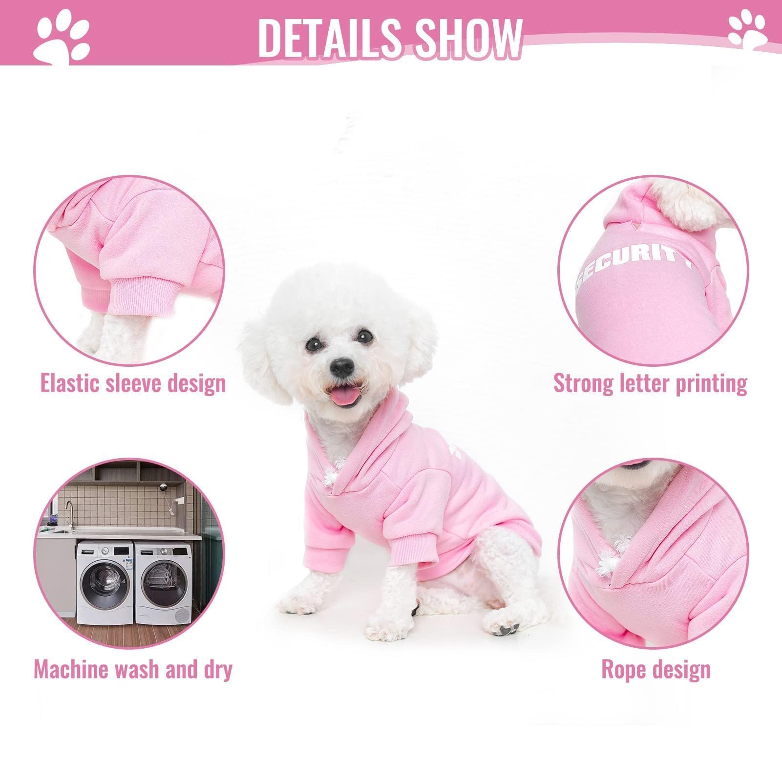 BINGPET Soft Brushed Fleece Hooded Dog Sweater - Warm Puppy Hoodie for Cold Weather, Pet Coat for Small Dogs & Cats (Chest 15
