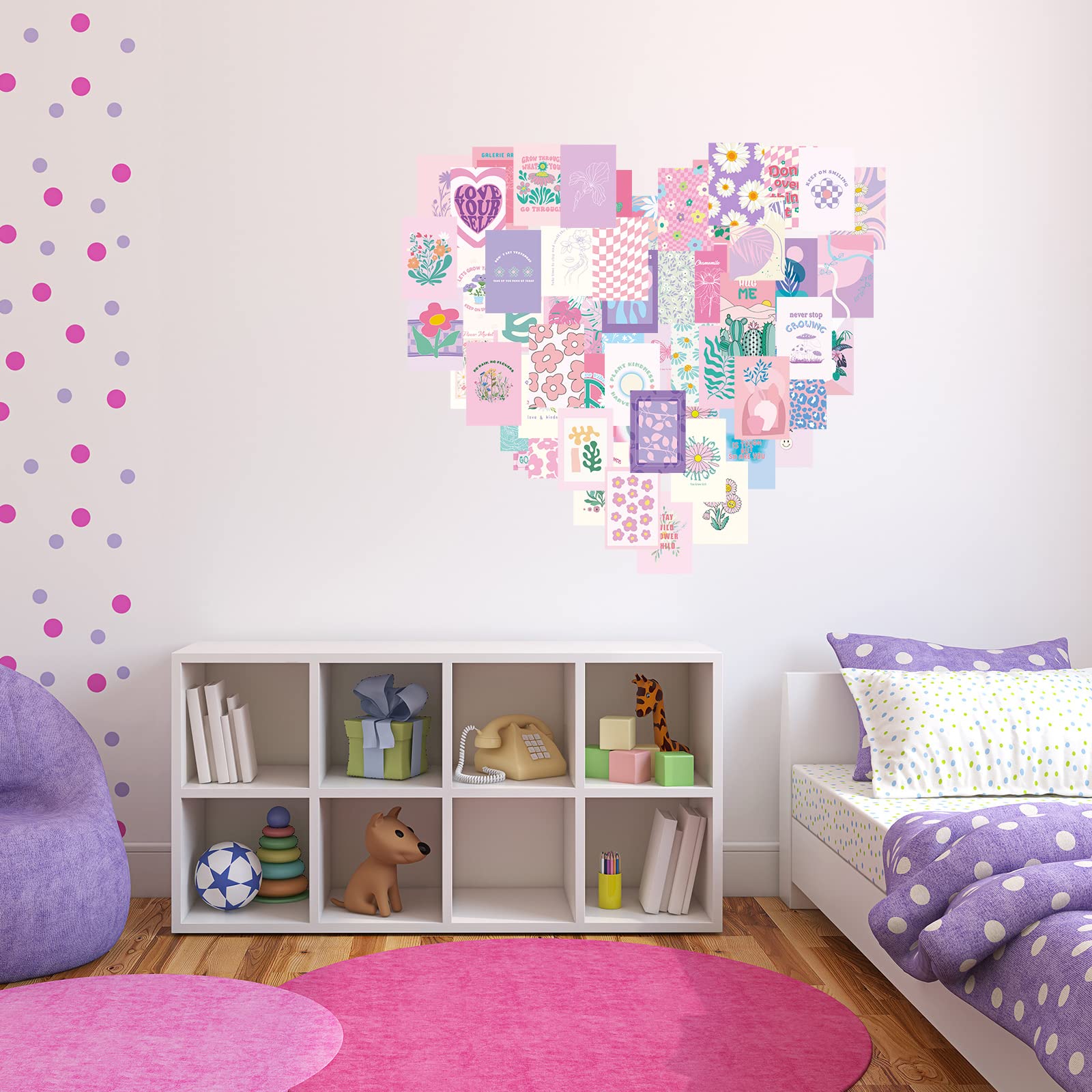 60 Pcs Aesthetic Wall Collage Kit - Pastel Pink Danish Posters, 4x6 Inch Preppy Room Decor for Women & Teens - Perfect for Bedroom, Dorm, Office & Gift Ideas