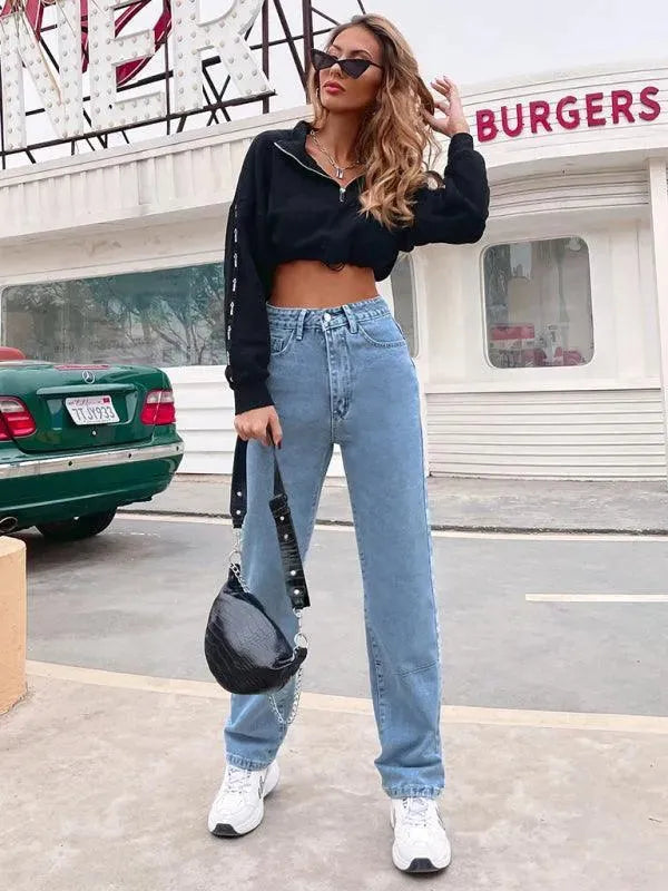 Best Women's High Waist Straight Leg Denim Jeans - Comfortable & Stylish for Casual Wear, Office, and Everyday Outfits